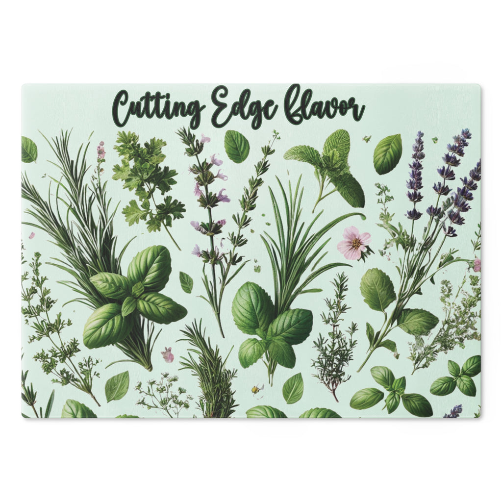 Herb Garden Tempered Glass Cutting Board | Durable, Heat-Resistant Surface with Realistic Herb Design | Perfect for Kitchen Prep, Chopping, and Serving with Style - MRSBYVALLE