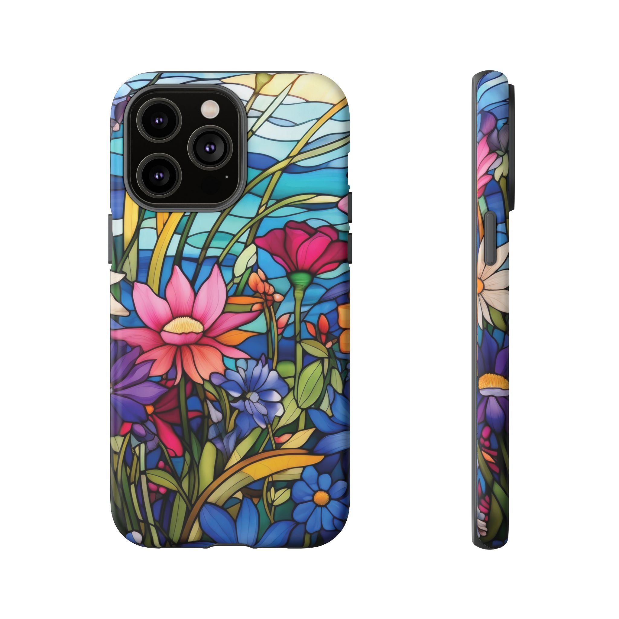 Wildflowers Stain Glass Illusion Phone Case Unique Holiday Protection for Your Device | Stylish & Durable Cover Gift for Her Phone 15, Samsung iPhone Samsung Accessory Gift for Her