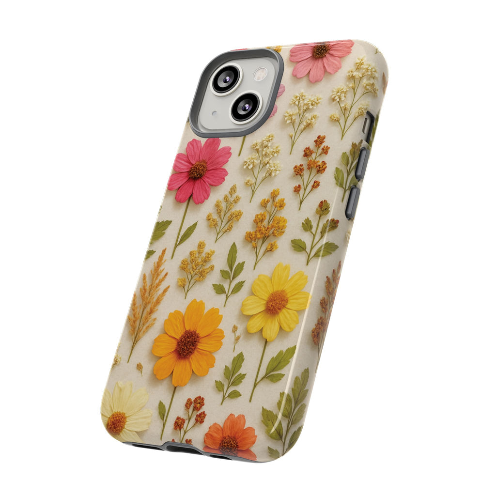 Dried Flowers Illusion Phone Case – Realistic Botanical Aesthetic, Colorful Pressed Floral Art, Trendy Nature-Inspired Protective Cover  iPhone & Samsung Models