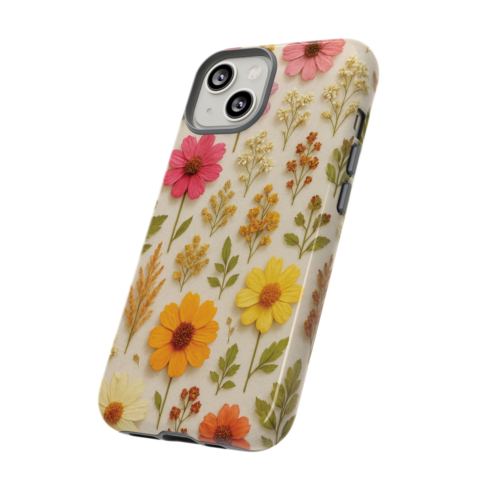 Dried Flowers Illusion Phone Case – Realistic Botanical Aesthetic, Colorful Pressed Floral Art, Trendy Nature-Inspired Protective Cover  iPhone & Samsung Models