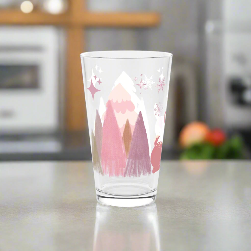 pink and lavender deer and trees 