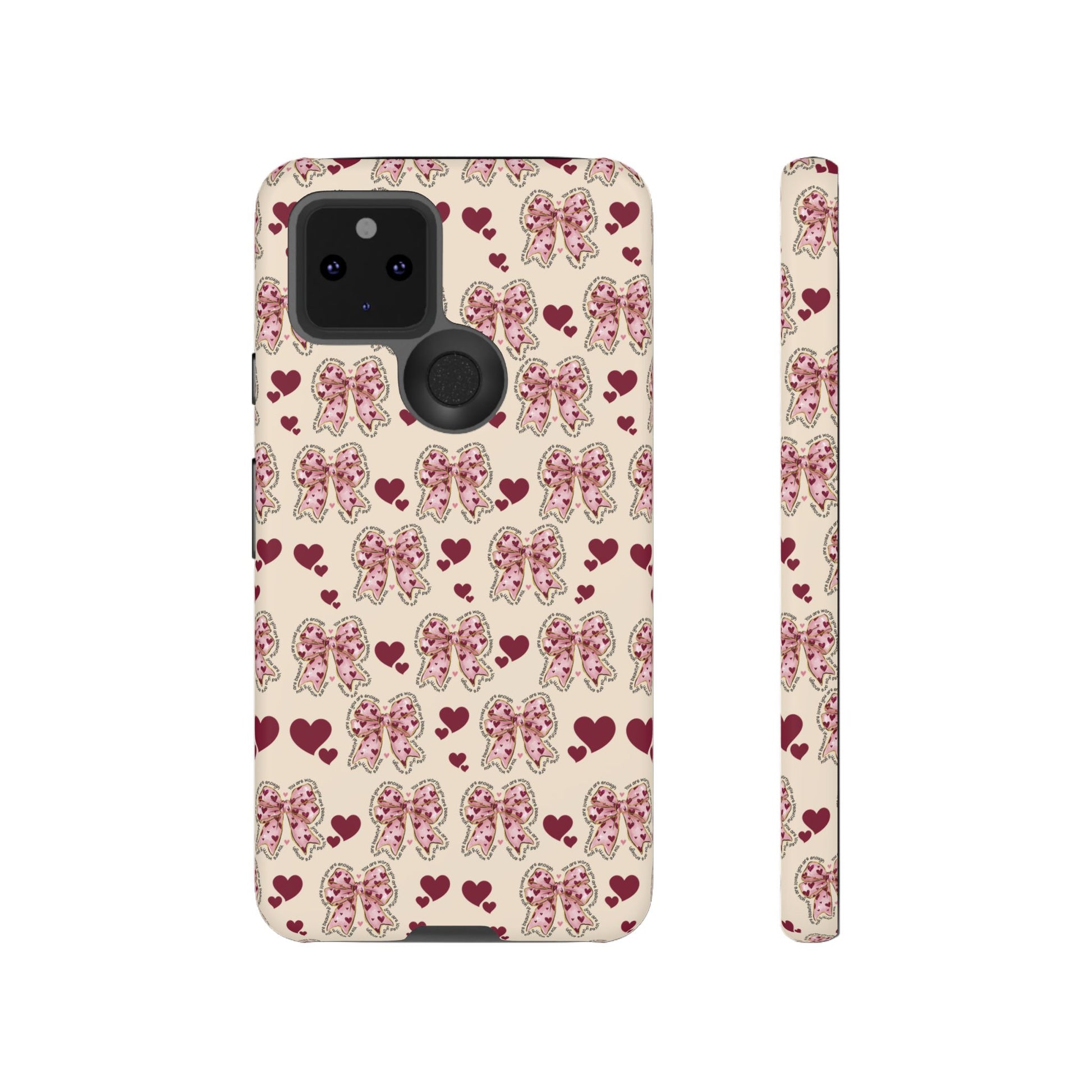 Charming Hearts & Pink Bows Phone Case Stylish & Durable Protection for Your Device | Scratch-Resistant, Slim Fit, and Lightweight Design for Everyday Use for iPhone & Android | Fresh Nature-Inspired Design!