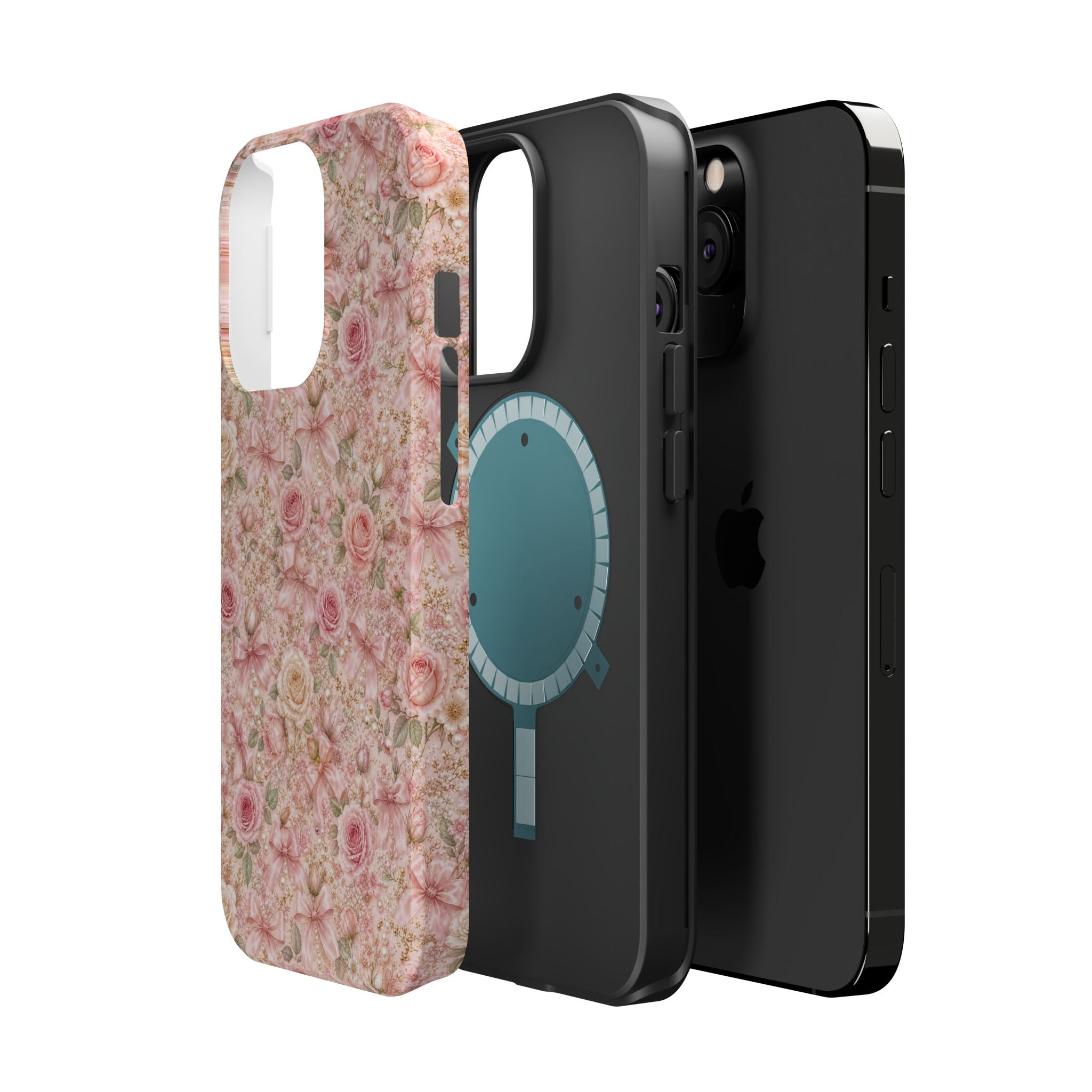 Floral Rose Pattern Magnetic Impact-Resistant Phone Case iPhone and Samsung