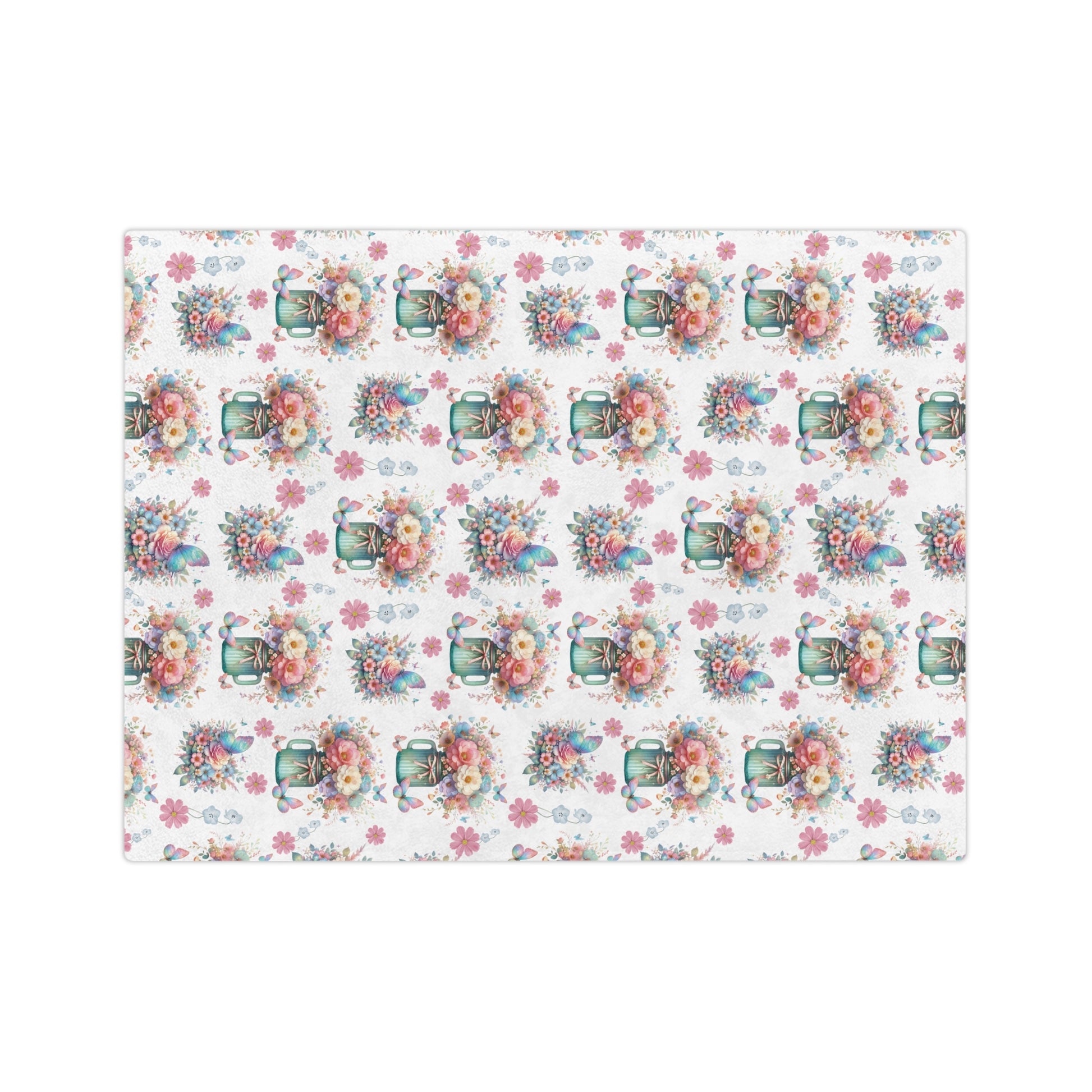 White Pastel Wildflower Minky Blanket Luxurious 100% Polyester Cozy Comfort Throw Ultra-Soft Microfiber Comfort Blanket, Perfect for Snuggling Decor, Cozy All-Season Warmth, Comfort Housewarming Gift Throw.