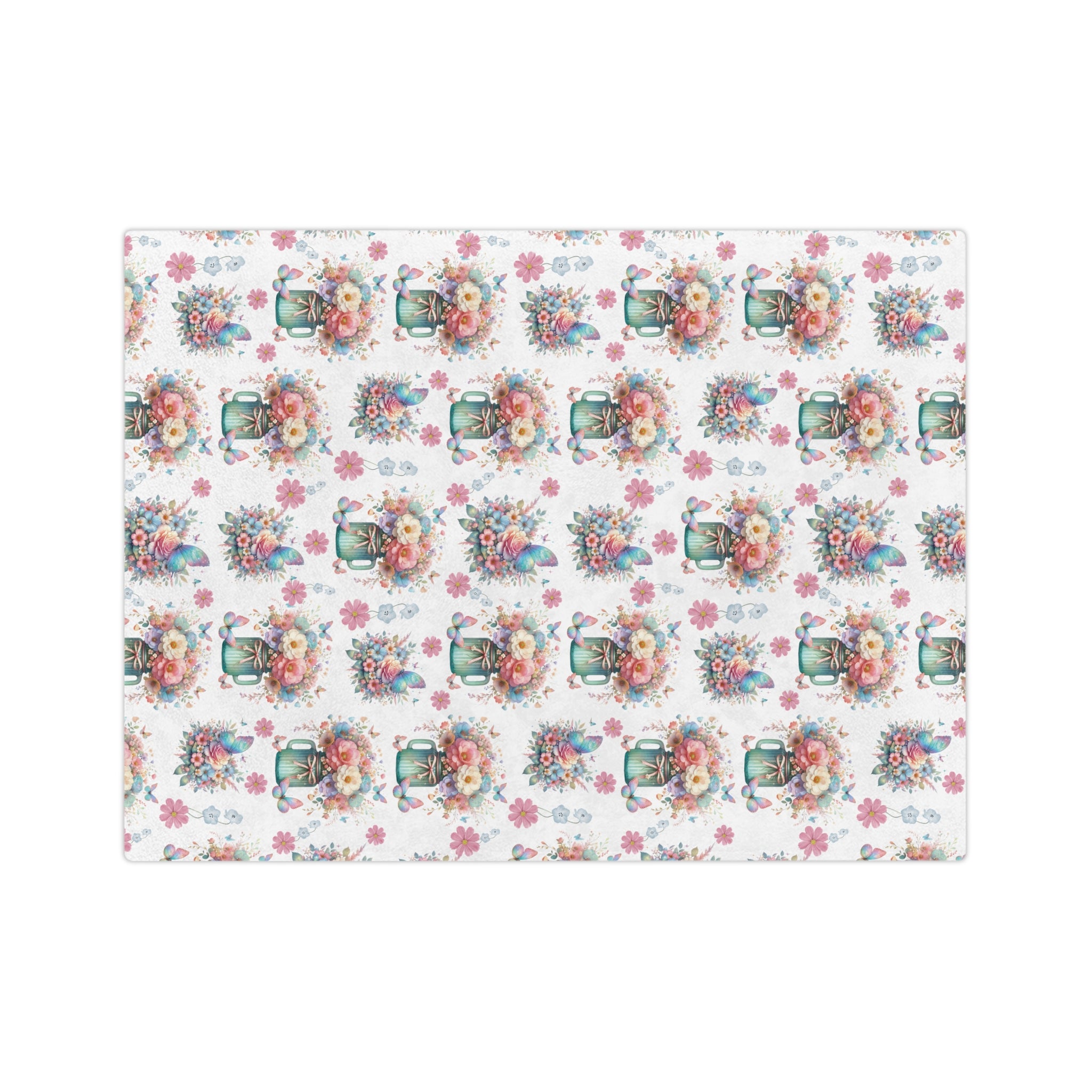 White Pastel Wildflower Minky Blanket Luxurious 100% Polyester Cozy Comfort Throw Ultra-Soft Microfiber Comfort Blanket, Perfect for Snuggling Decor, Cozy All-Season Warmth, Comfort Housewarming Gift Throw.