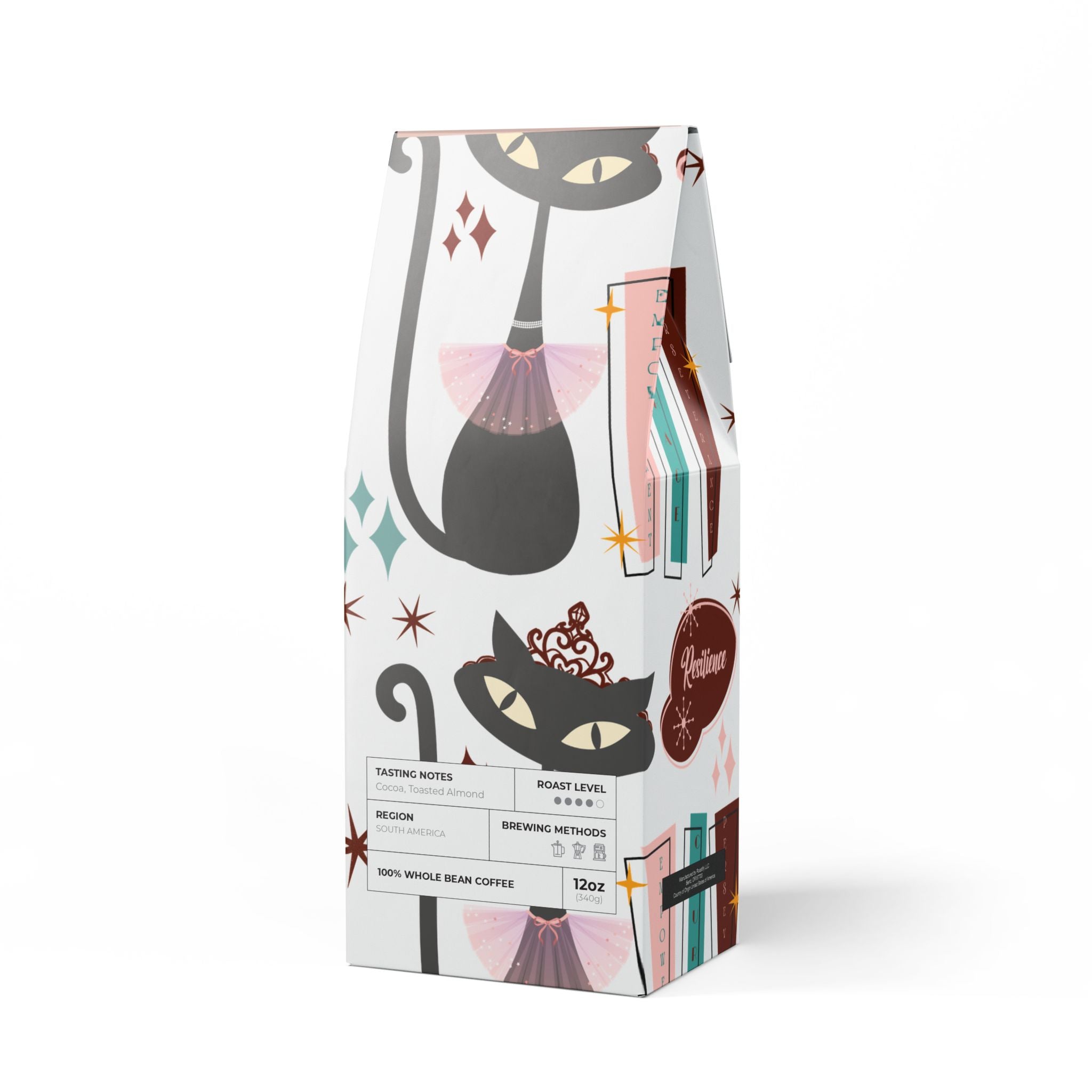 Atomic Kitty Coffee Blend Mid-Century Modern 12oz Medium-Dark Roast | Rich & Smooth Flavor | Available in Ground & Whole Bean for the Perfect Brew Winter Mornings Holiday Unique Gifts, for Coffee Lover - MRSBYVALLE