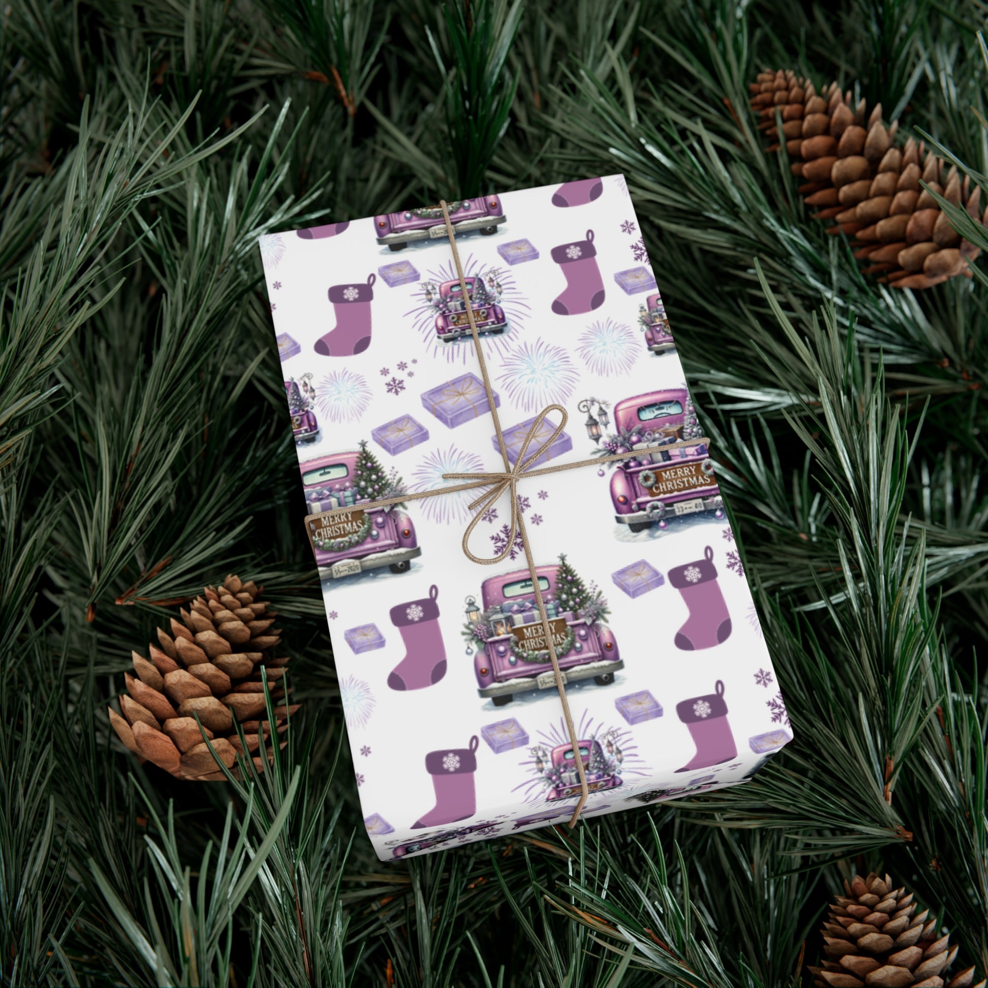 Elegant Lavender Christmas Wrapping Paper Soft Pastel Design with Snowflakes and Sparkling Accents, Perfect for Adding a Unique Touch to Your Holiday Gifts - MRSBYVALLE