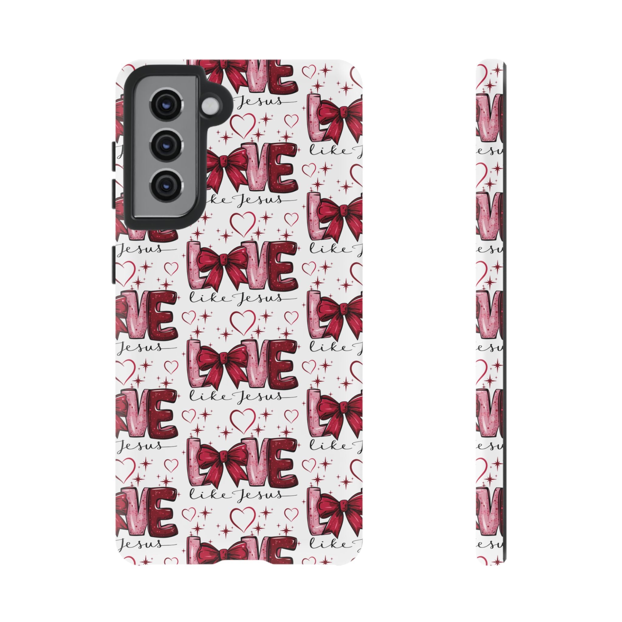 Love Like Jesus Red Bows and Hearts—Tough, Faithful Phone Cases & Religious iPhone Accessories: Protect Your Device & Show Your Faith