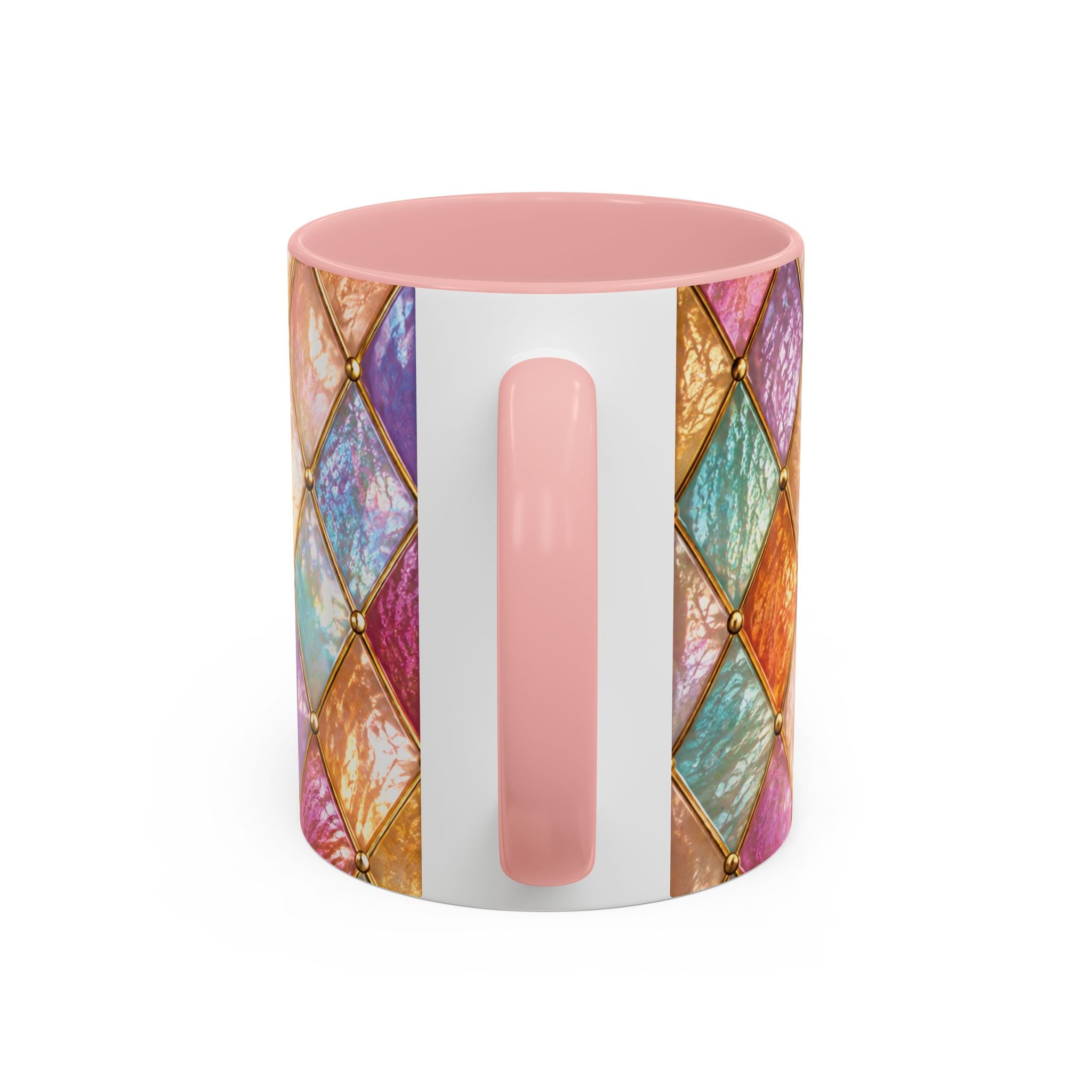 Colorful Jewel-Quilt Accent Coffee Mug — Vibrant Stained-Glass Pattern (11/15oz) Gift for her