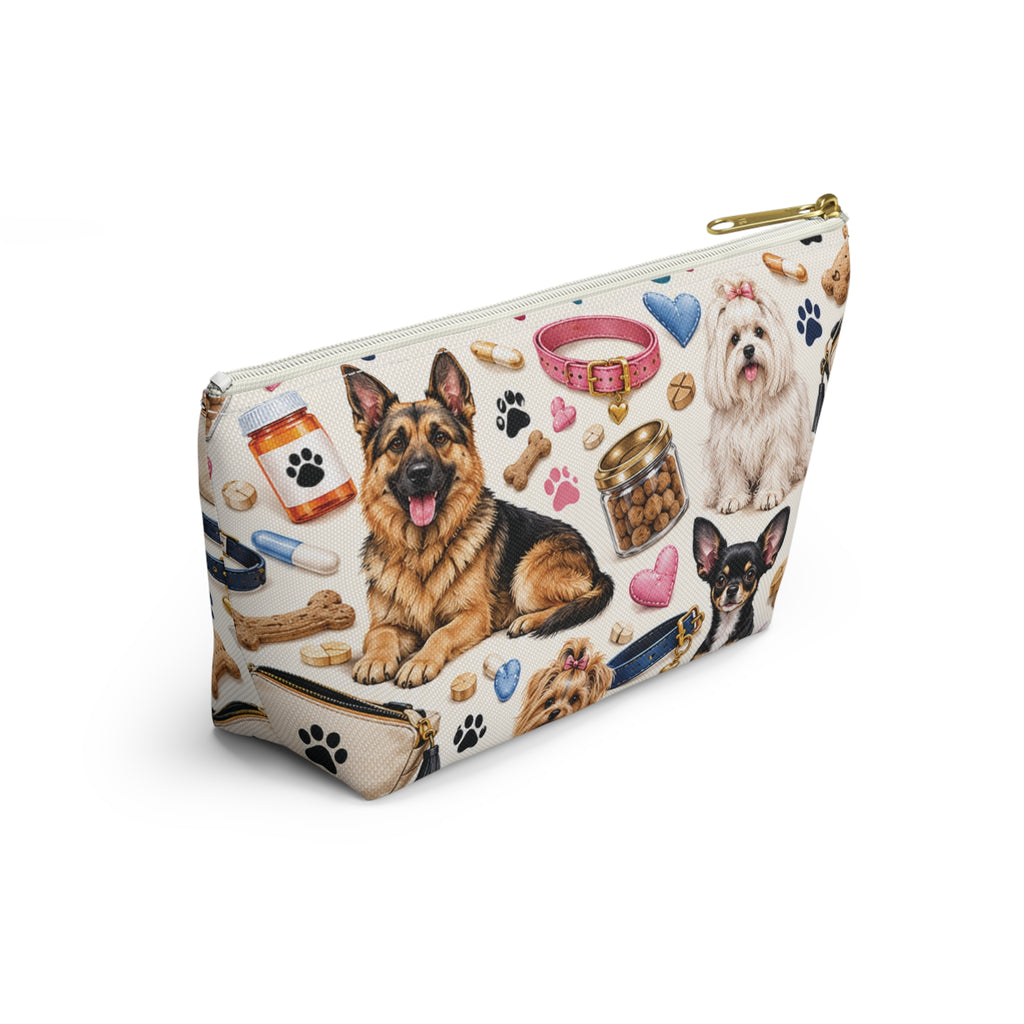 Paws for Pills Accessory Pouch — Dog Medicine & Treats T-Bottom Makeup Bag