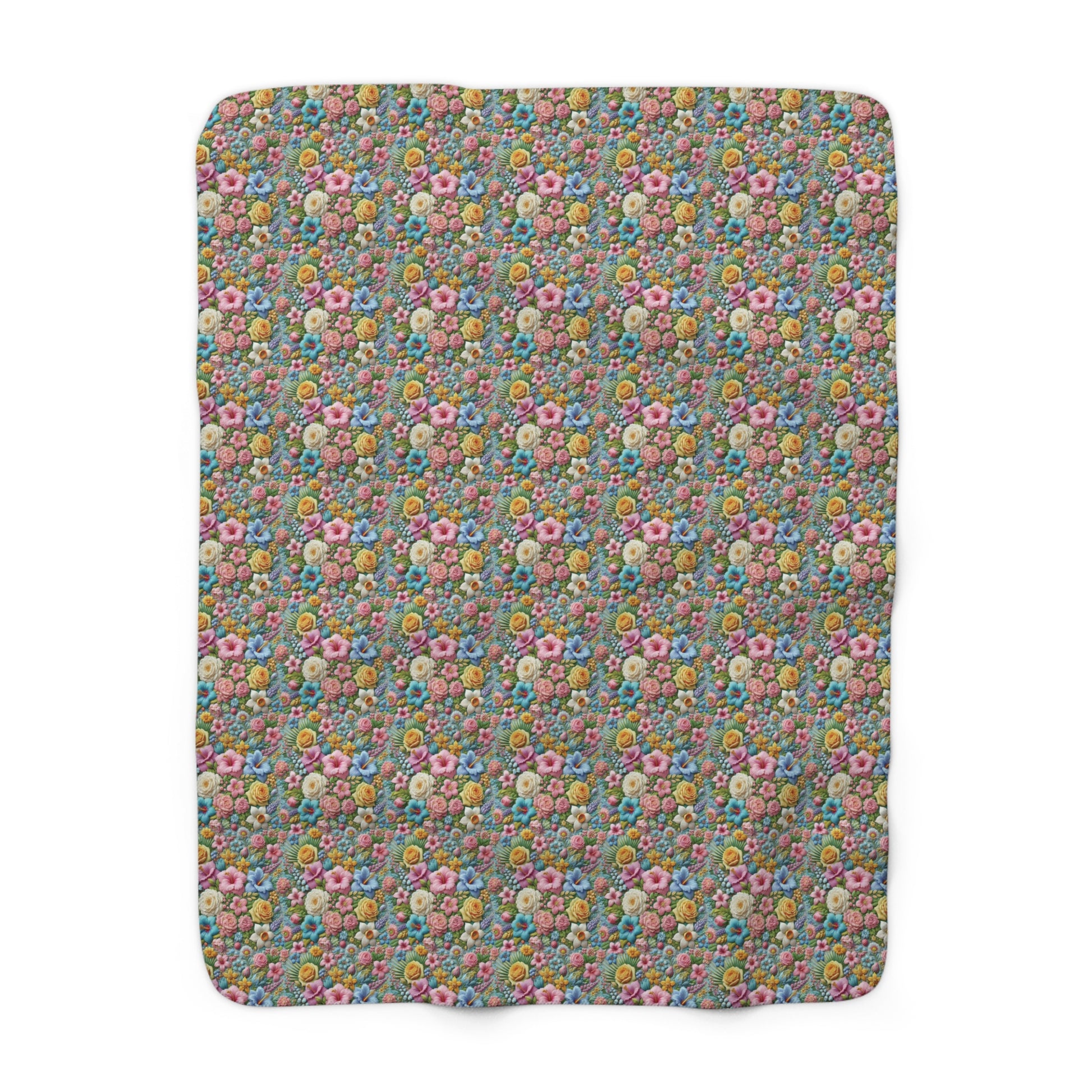 Pastel Floral Sherpa Blanket – Cozy and Elegant, Soft Fleece with Beautiful Flower Design, Perfect for Home Décor, Lounging, or as a Thoughtful Gift for her - MRSBYVALLE