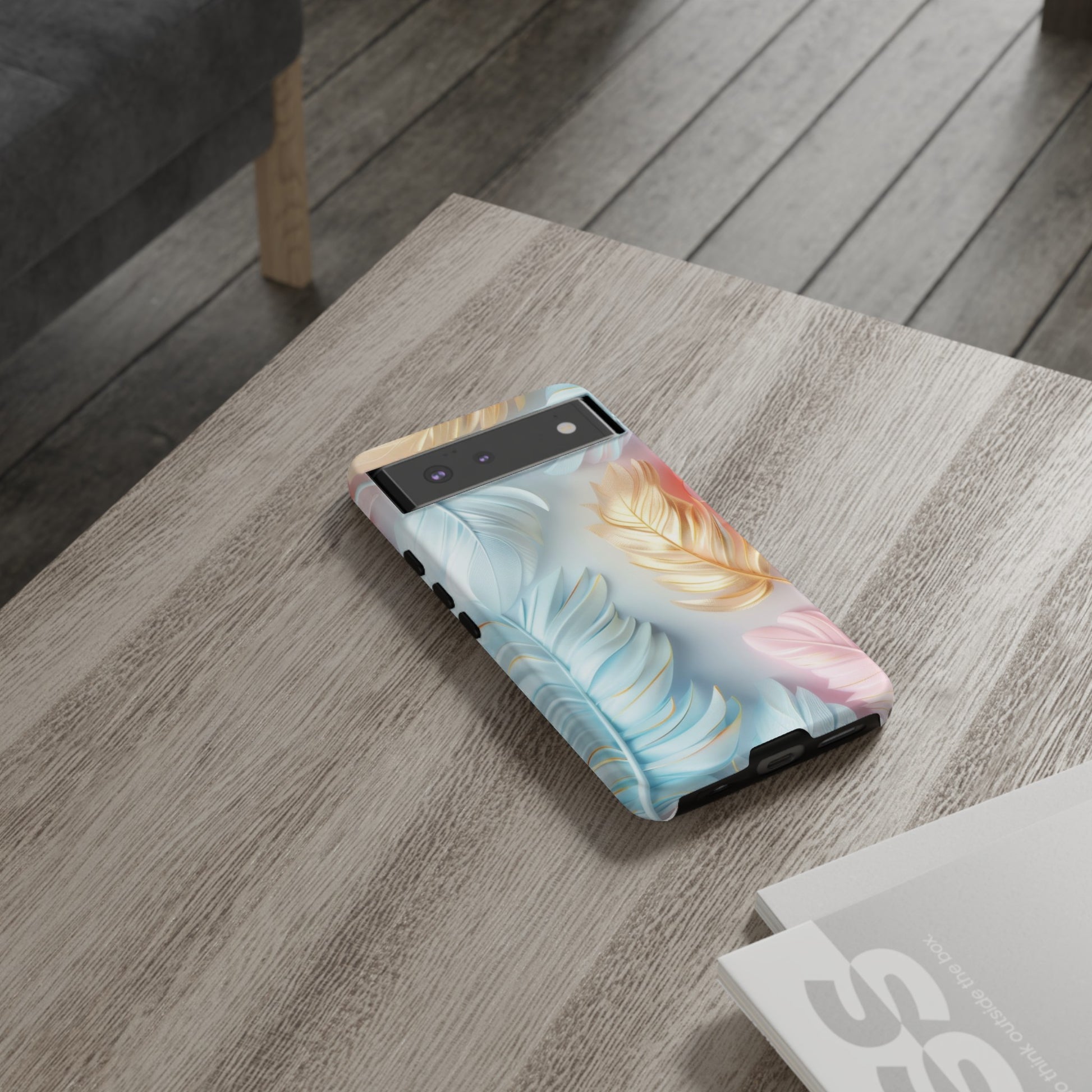 Pastel Feathers Protective Phone Case Gift for Her Phone 15, Samsung iPhone Samsung Gift for Her Case iPhone 15, Samsung iPhone Samsung Accessory Gift for Her