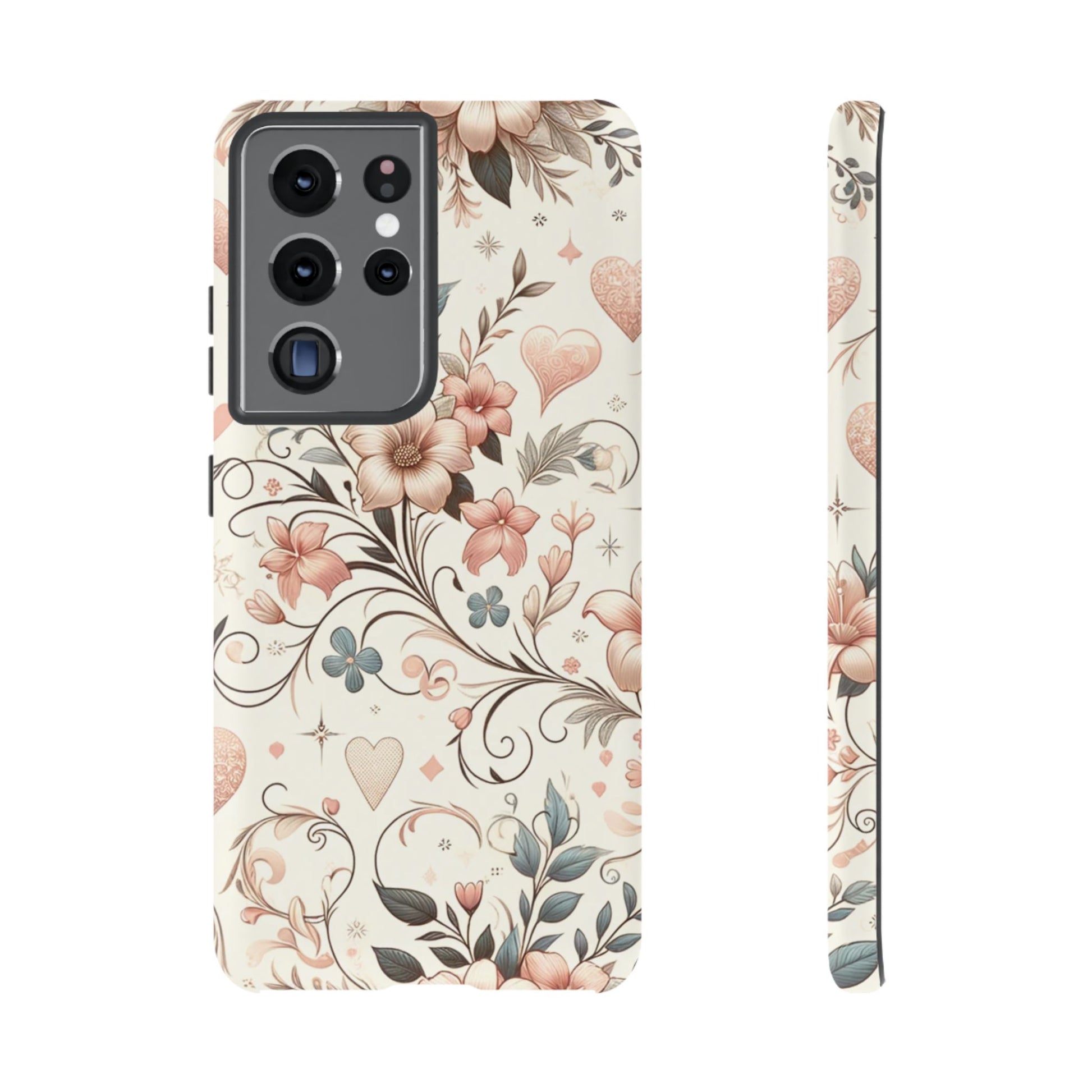 Floral Design Luxury Phone Tough Case Floral Elegant Durable Stylish for Modern Devices iPhone 17, 16 15, Samsung iPhone Samsung Accessory Gift for Her
