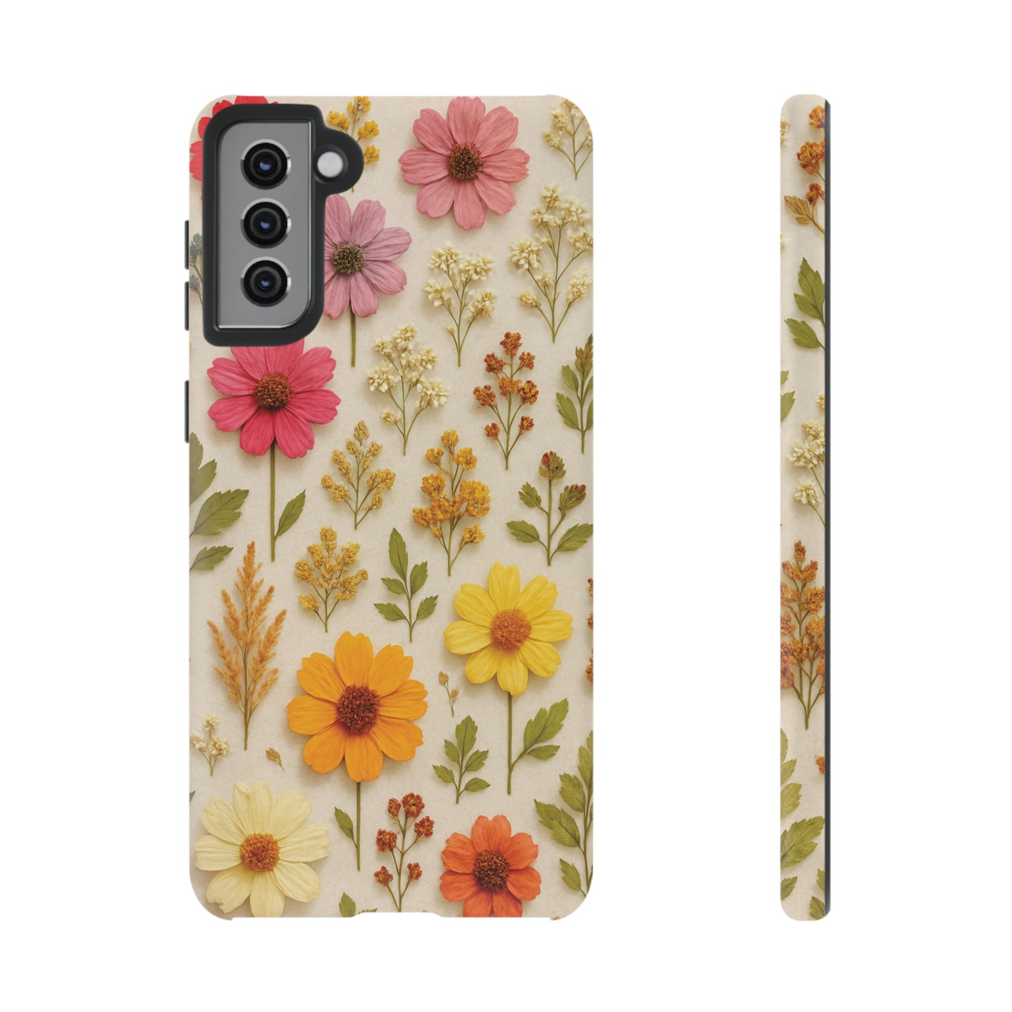 Dried Flowers Illusion Phone Case – Realistic Botanical Aesthetic, Colorful Pressed Floral Art, Trendy Nature-Inspired Protective Cover  iPhone & Samsung Models