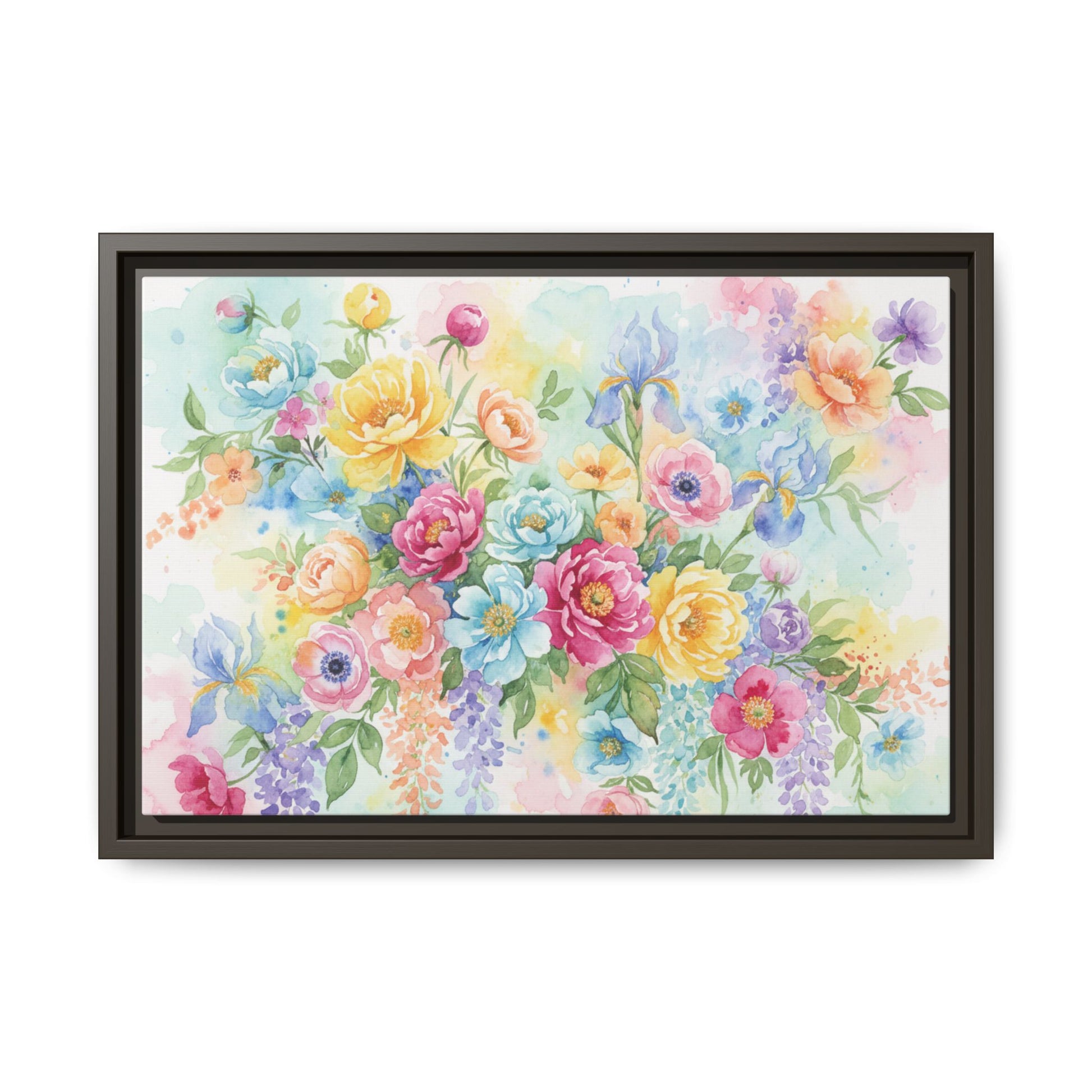 Watercolor Floral Bouquet Canvas, Framed Matte Wall Art | Multi-Color Wall Art