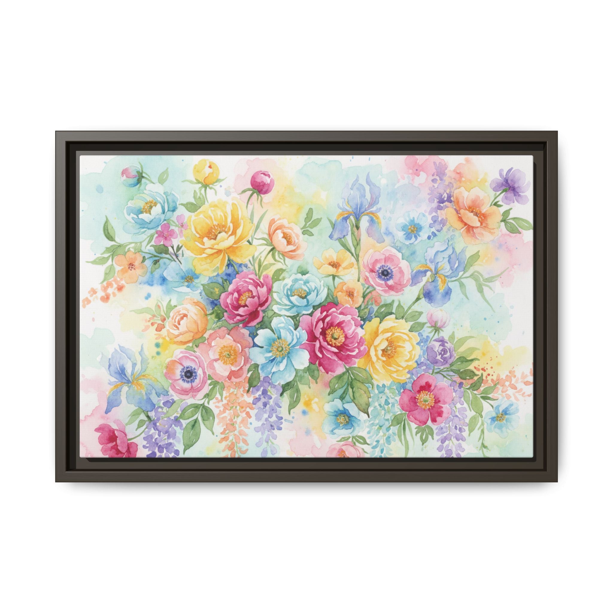 Watercolor Floral Bouquet Canvas, Framed Matte Wall Art | Multi-Color Wall Art