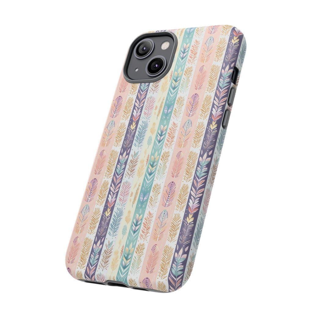 Coque de téléphone abstraite moderne aquarelle Plumes pastel bohème compatible avec iPhone, Samsung et plus - Protection élégante et durable avec un design artistique éclatant, cadeau parfait pour elle