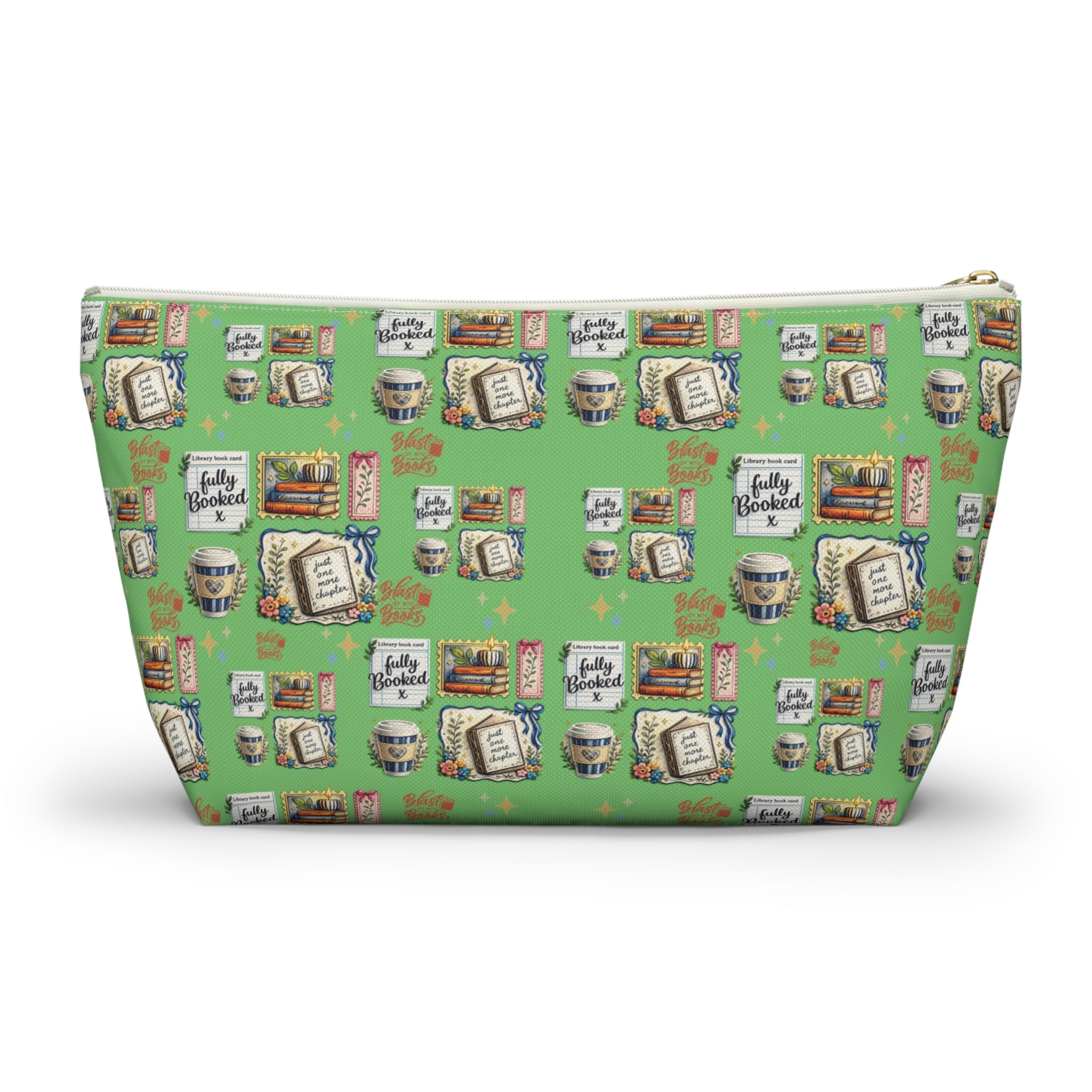 Pochette d'accessoires pour livres et café – Trousse de maquillage zippée en T pour les amoureux des livres