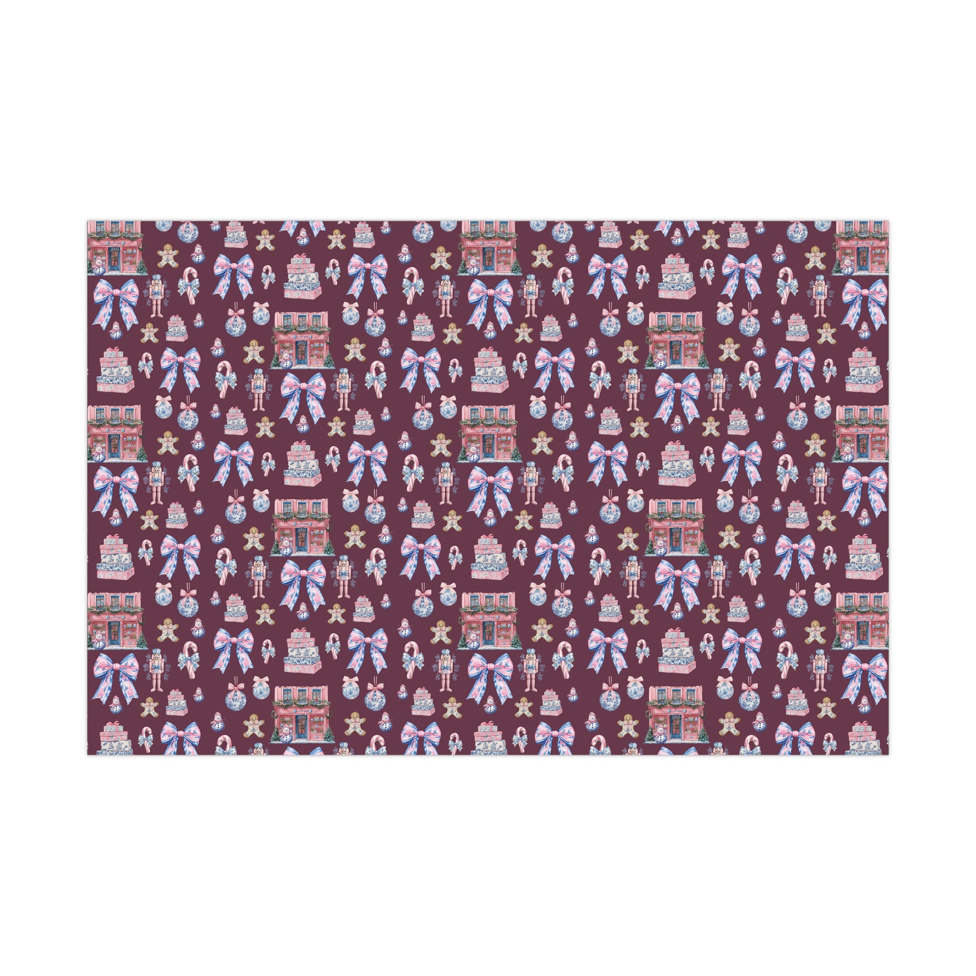 Pink & Blue Nutcracker Christmas Wrapping Paper with Bows & Holiday Elements – Ideal for Festive Gift Wrapping, Adding Cheer & Charm to Every Present Gifts - MRSBYVALLE