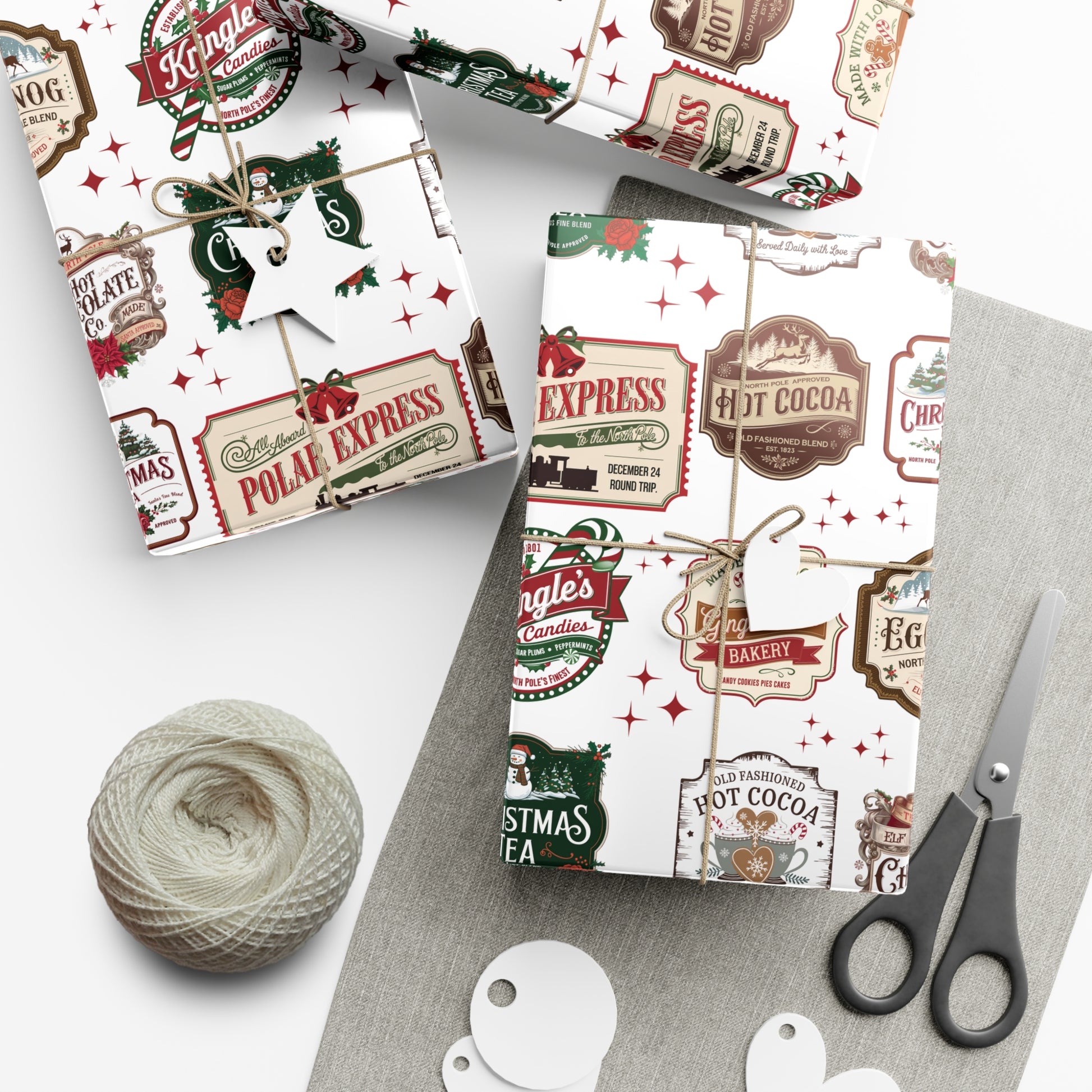 Vintage Christmas Stamps Wrapping Paper Festive Holiday Gift Wrap with Retro-Inspired Designs, Perfect for Christmas Presents, Crafting, & Holiday Decor – Premium Quality - MRSBYVALLE