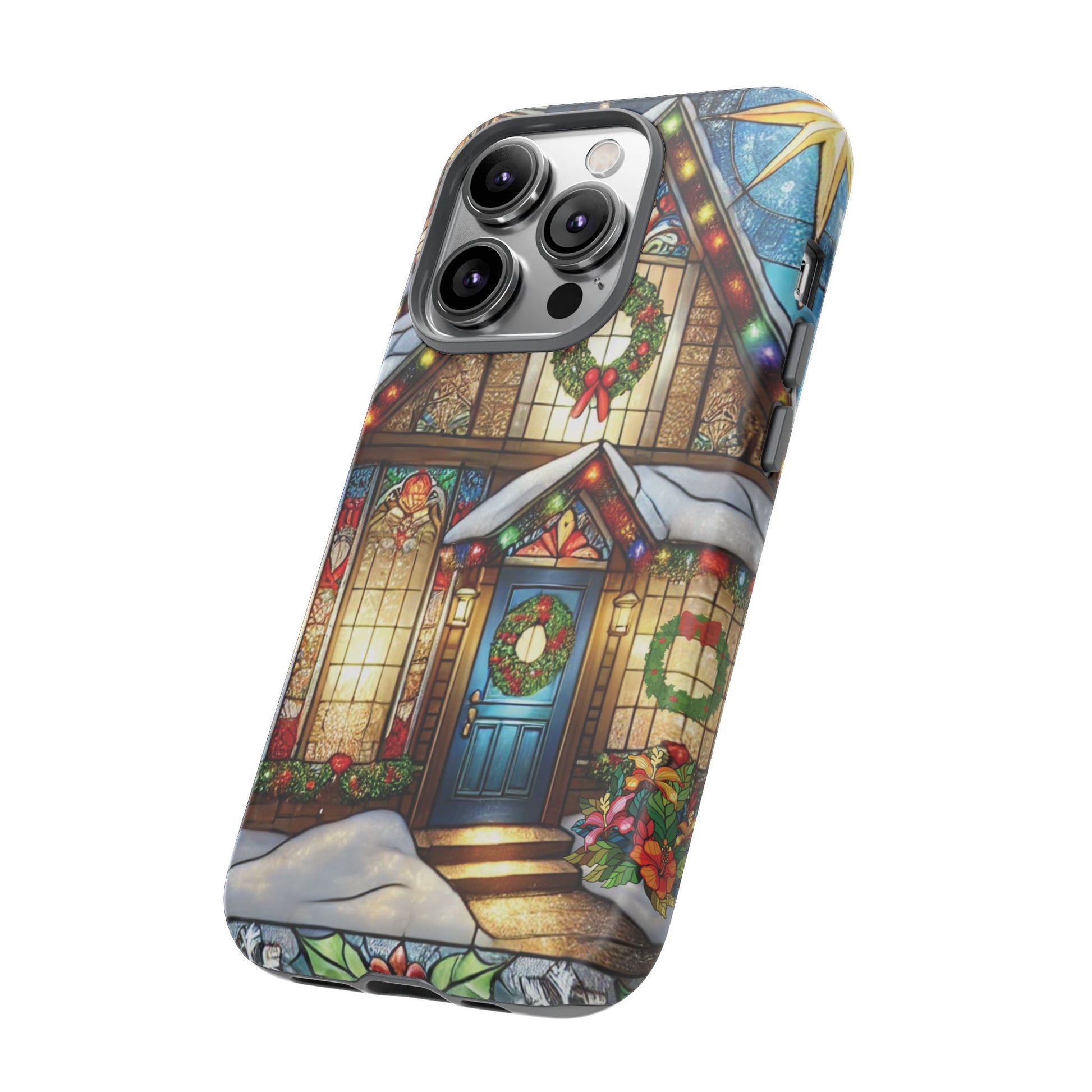 Stain Glass Christmas Phone Case Unique Holiday Protection for Your Device | Stylish & Durable Cover Gift for Her Phone 15, Samsung iPhone Samsung Accessory Gift for Her
