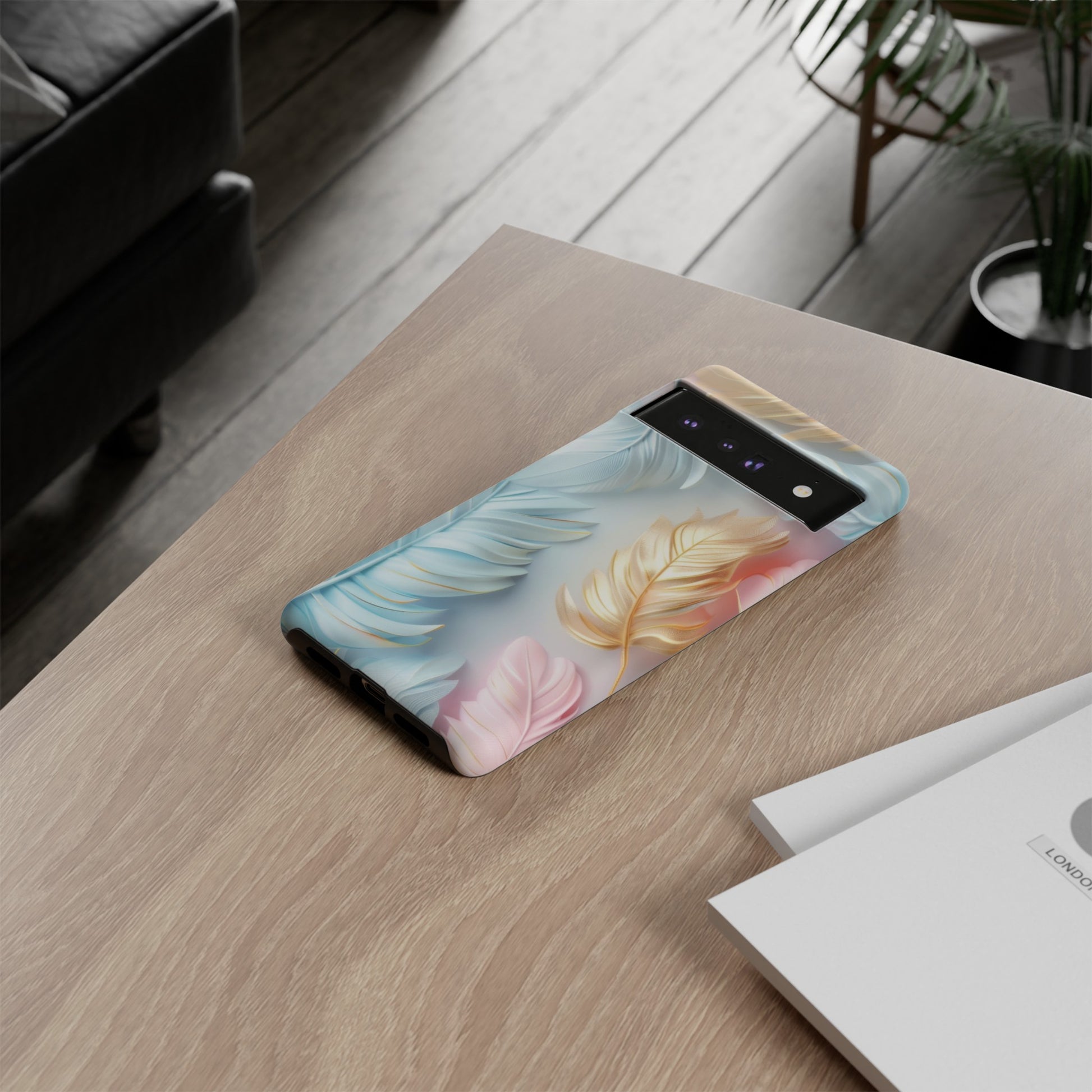 Pastel Feathers Protective Phone Case Gift for Her Phone 15, Samsung iPhone Samsung Gift for Her Case iPhone 15, Samsung iPhone Samsung Accessory Gift for Her
