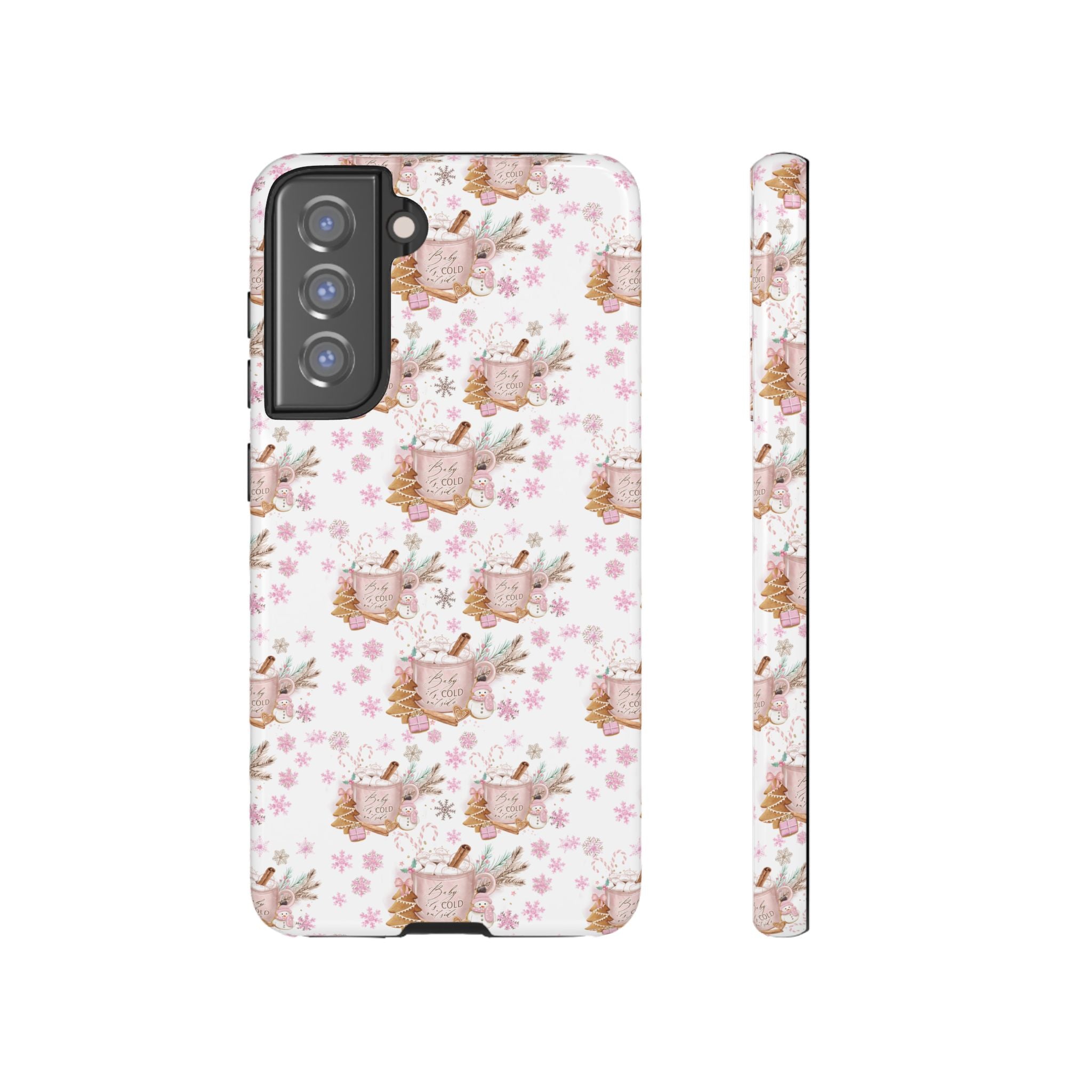 Baby it's Cold Outside Pink and White Phone Case Unique Holiday Protection for Your Device | Stylish & Durable Cover Gift for Her Phone 15, Samsung iPhone Samsung Accessory Gift for Her