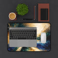 Gilded Convergence Blue & Gold NeoDeco Desk Mat — Luxury Office Desk Mat