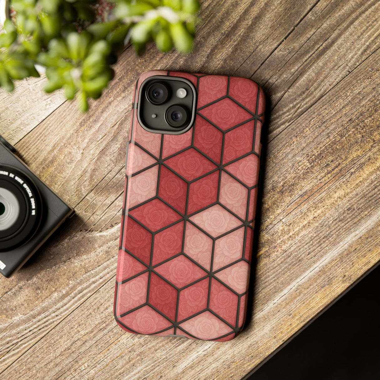 Geometric Stained Glass Illusion Phone Case Colorful Abstract Art, Aesthetic Protective Cover for iPhone, Samsung & Google, Unique Gift Idea Mom