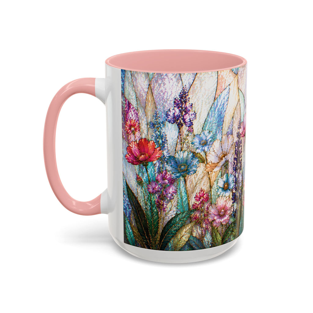 Wildflower Watercolor Coffee Mug Vibrant Wildflower Accent 11/15oz Stain Glass Illusion
