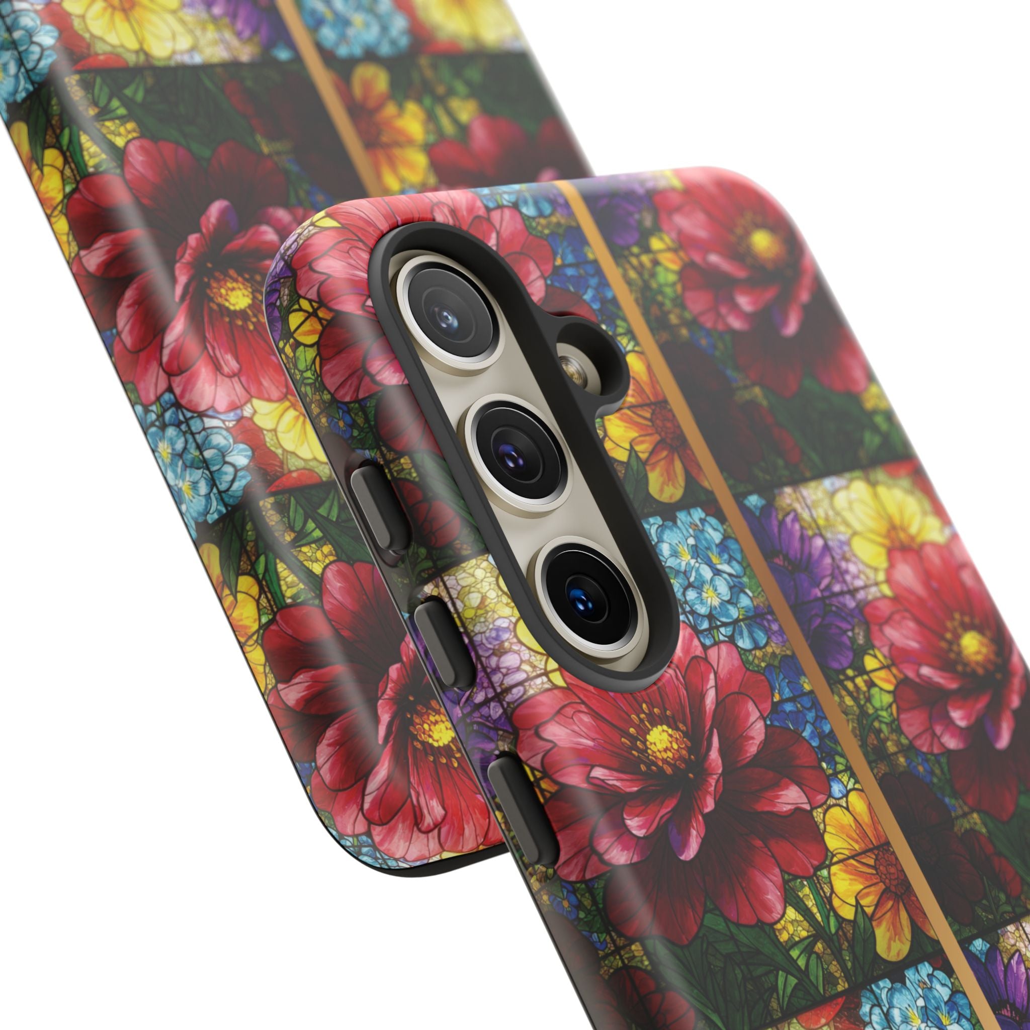 Stained Glass Illusion Floral Phone Case  3D Colorful Flower Design, Protective Christian Gift, Fits iPhone, Samsung, Google Pixel