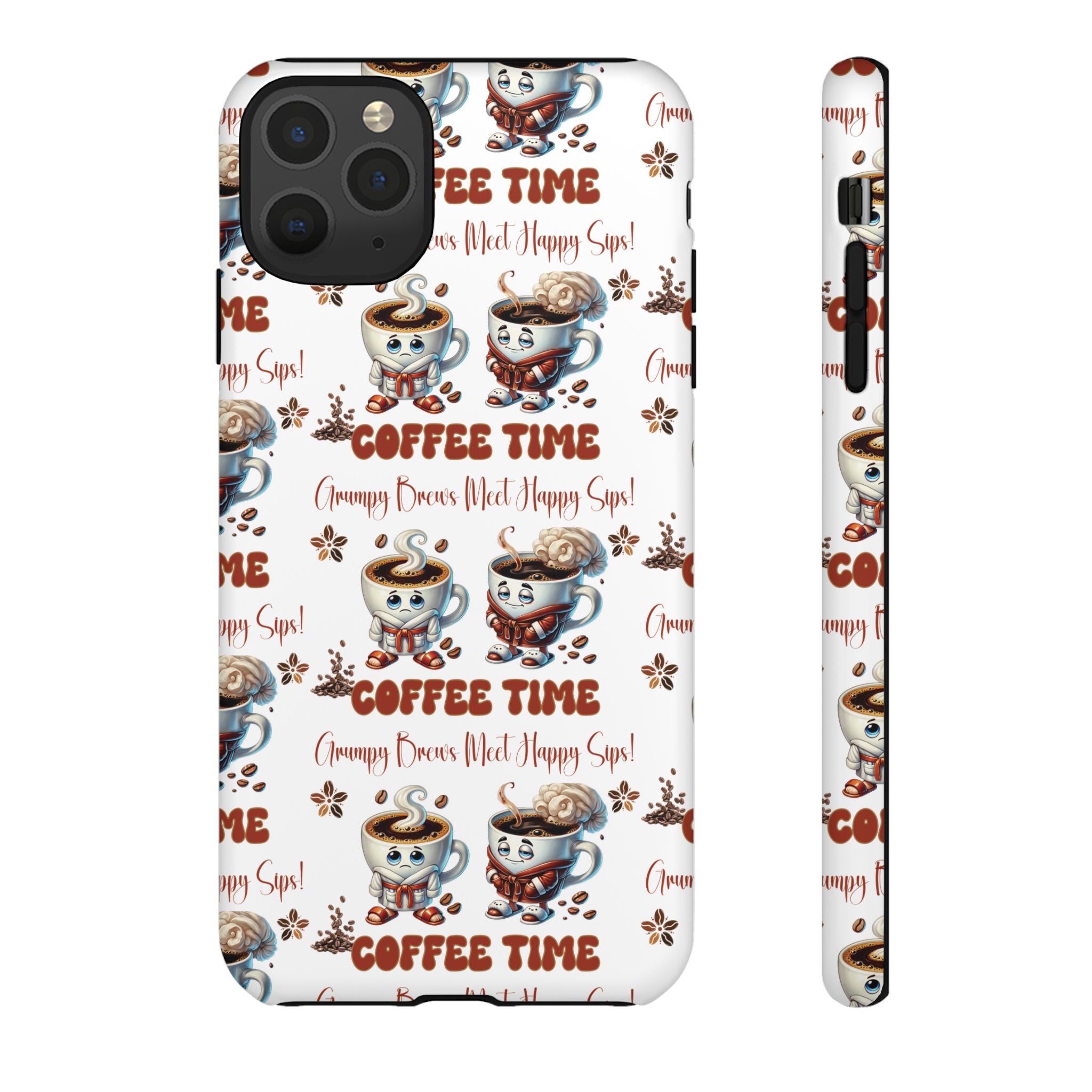 Grumpy Brews Meet Happy Sips Phone Case Compatible with iPhone, Samsung & Pixel | Fun, Durable Protection for Coffee Lovers | Unique Design, Shockproof & Scratch-Resistant Perfect for Coffee Lover - MRSBYVALLE