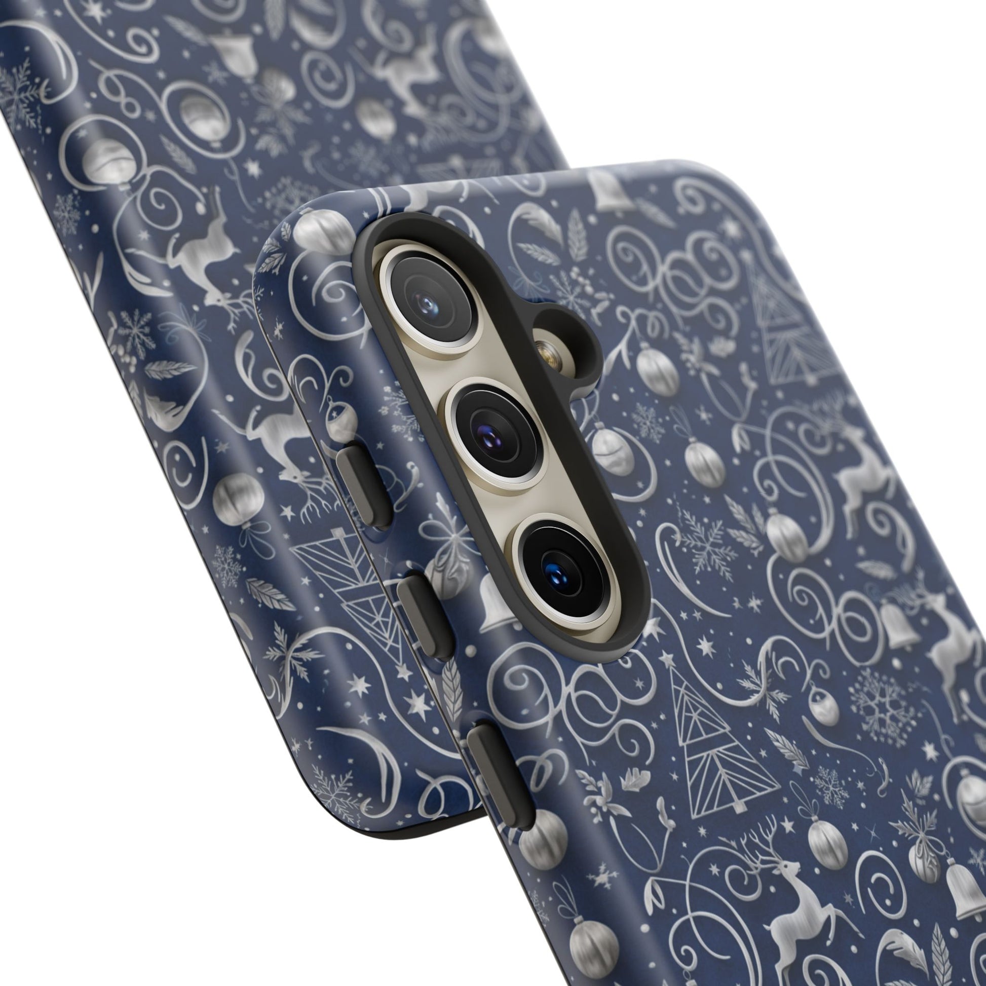 Blue & Silver Christmas Phone Case – Holiday Sparkle Design for iPhone 17, All iPhones & Galaxy | MRSBYVALLE Gift for Her