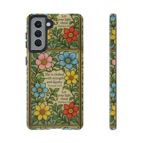 Pastel Floral Stained Glass Bible Verse Phone Case Christian Affirmation, Soft Faith Design, iPhone Samsung Google, Inspirational Gift for HerGift for Christians