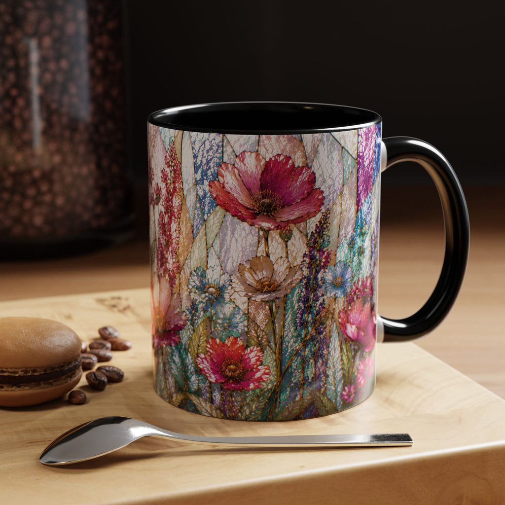Wildflower Watercolor Coffee Mug Vibrant Wildflower Accent 11/15oz Stain Glass Illusion