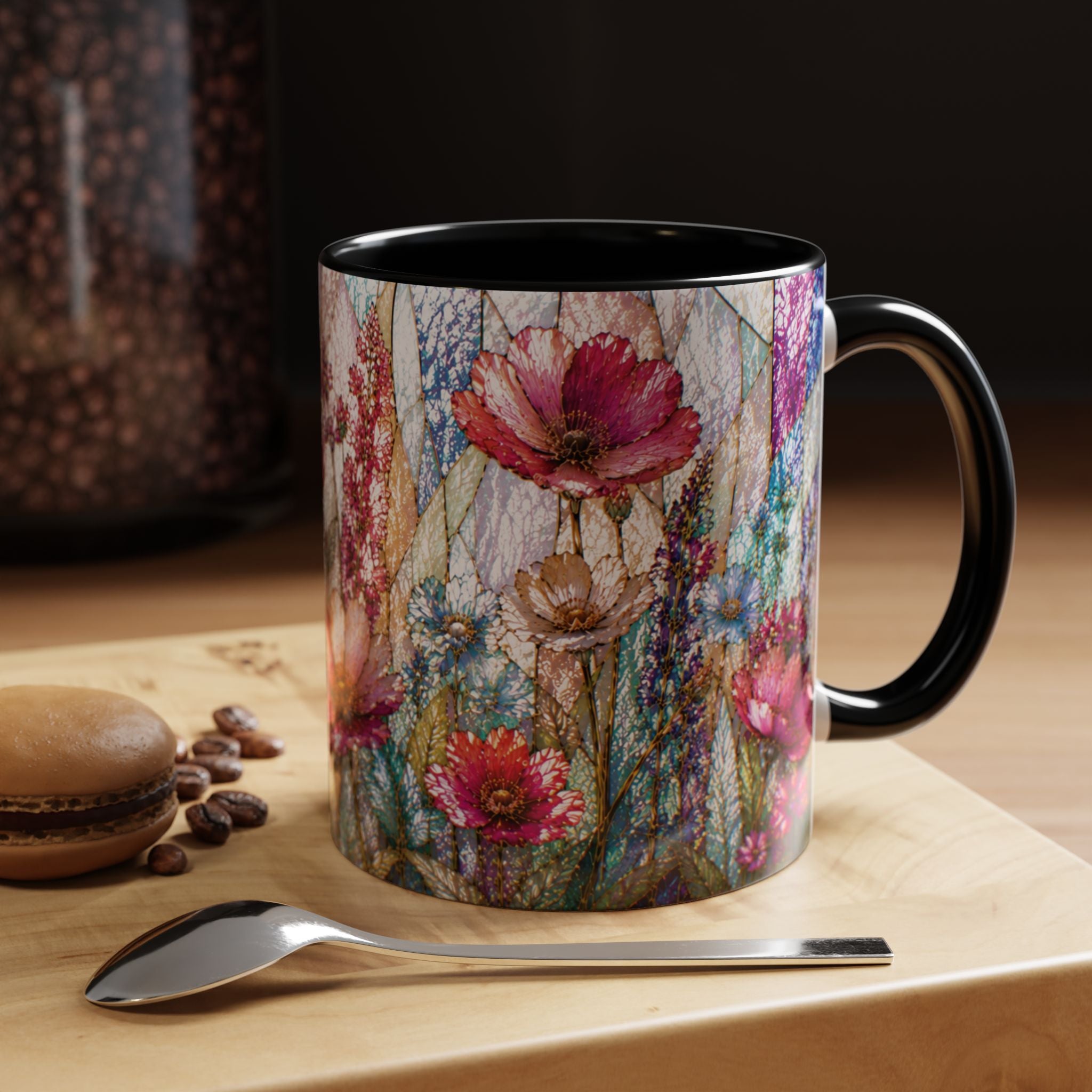 Wildflower Watercolor Coffee Mug Vibrant Wildflower Accent 11/15oz Stain Glass Illusion