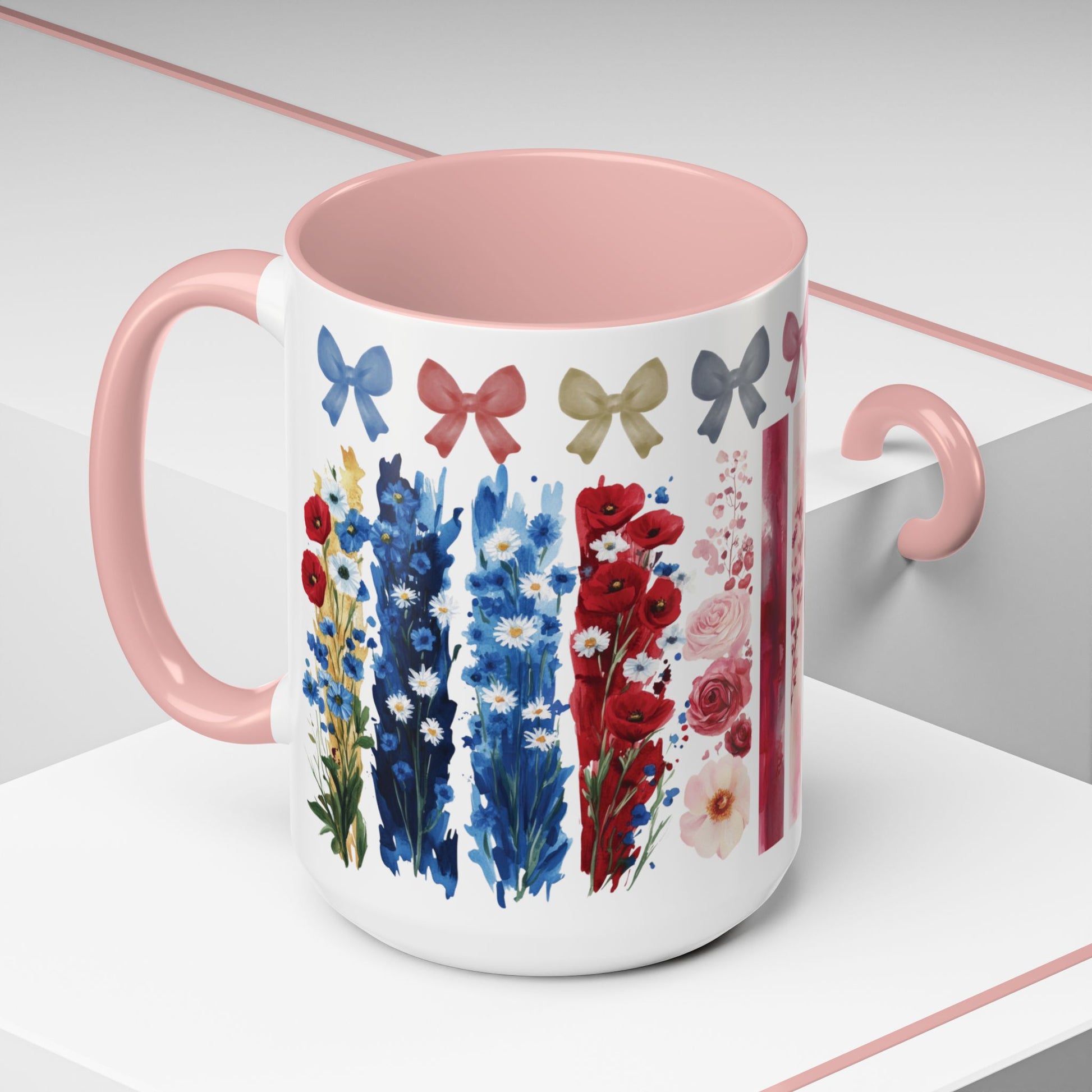Brushstroke floral With Bows| Christian Mug with Bible Verse | Inspirational Gift for Christians | 11oz and 15oz Ceramic Coffee Mug Cozy Spring Mornings