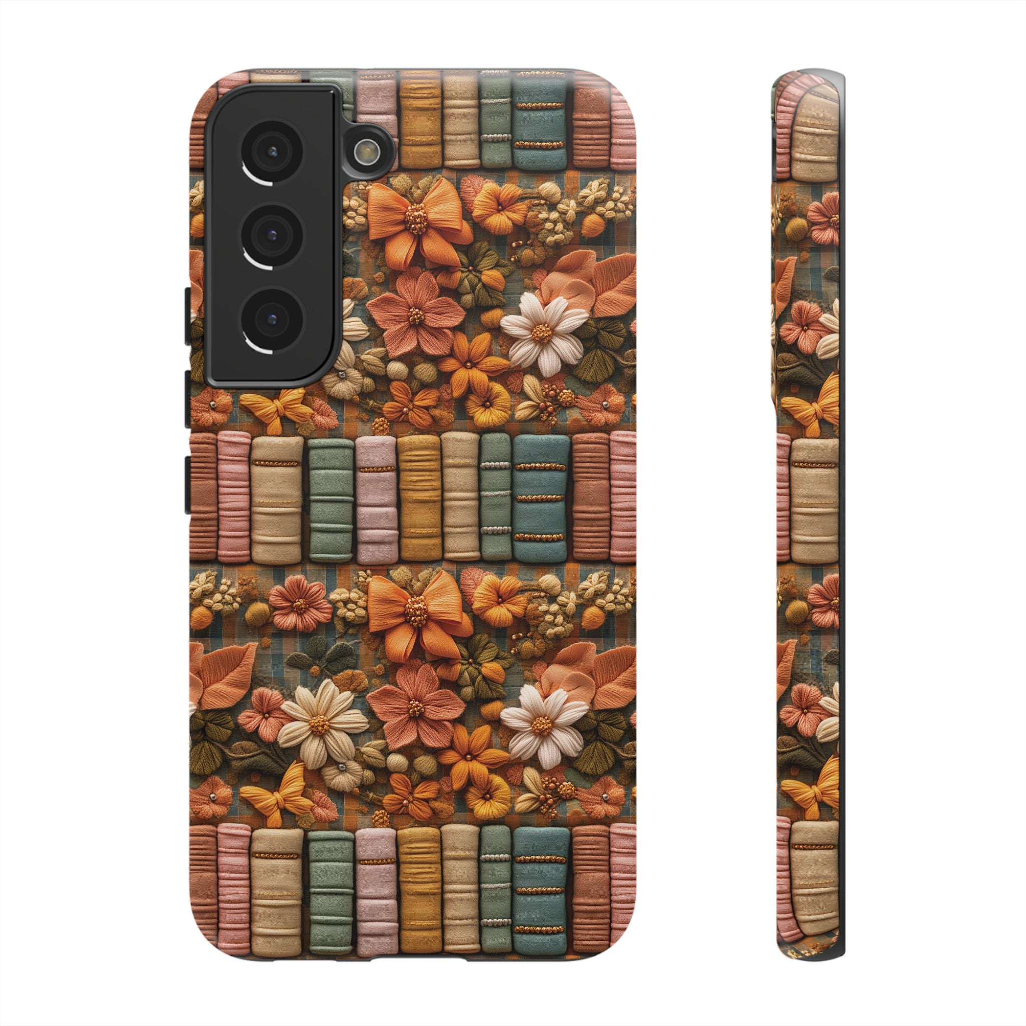 3D Illusion Boho Floral and Books Phone Case Gift for Her Phone 15, Samsung iPhone Samsung Gift for Her Case iPhone 15, Samsung iPhone Samsung Accessory Gift for Her