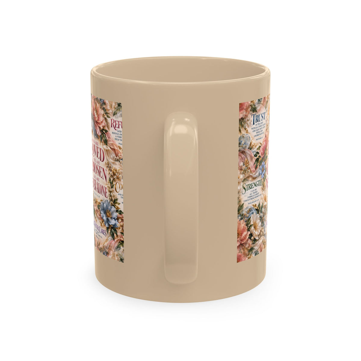 Loved Chosen Never Alone Coffee Mug | Christian Encouragement Gift for Her | Faith Floral Cup