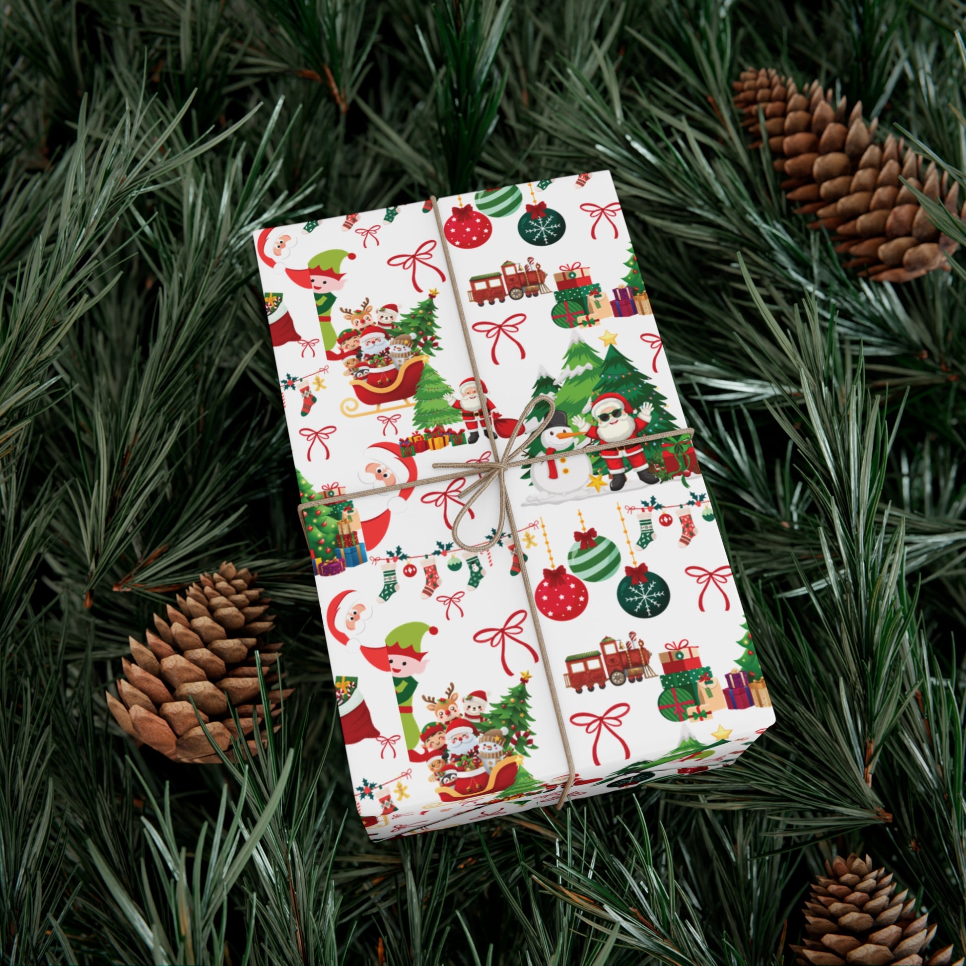 Fun Santa Christmas Theme Wrapping Paper Premium Festive Gift Wrap Roll, Classic Holiday Design, Great for Presents, Durable, Vibrant, and Perfect for Seasonal Gifting