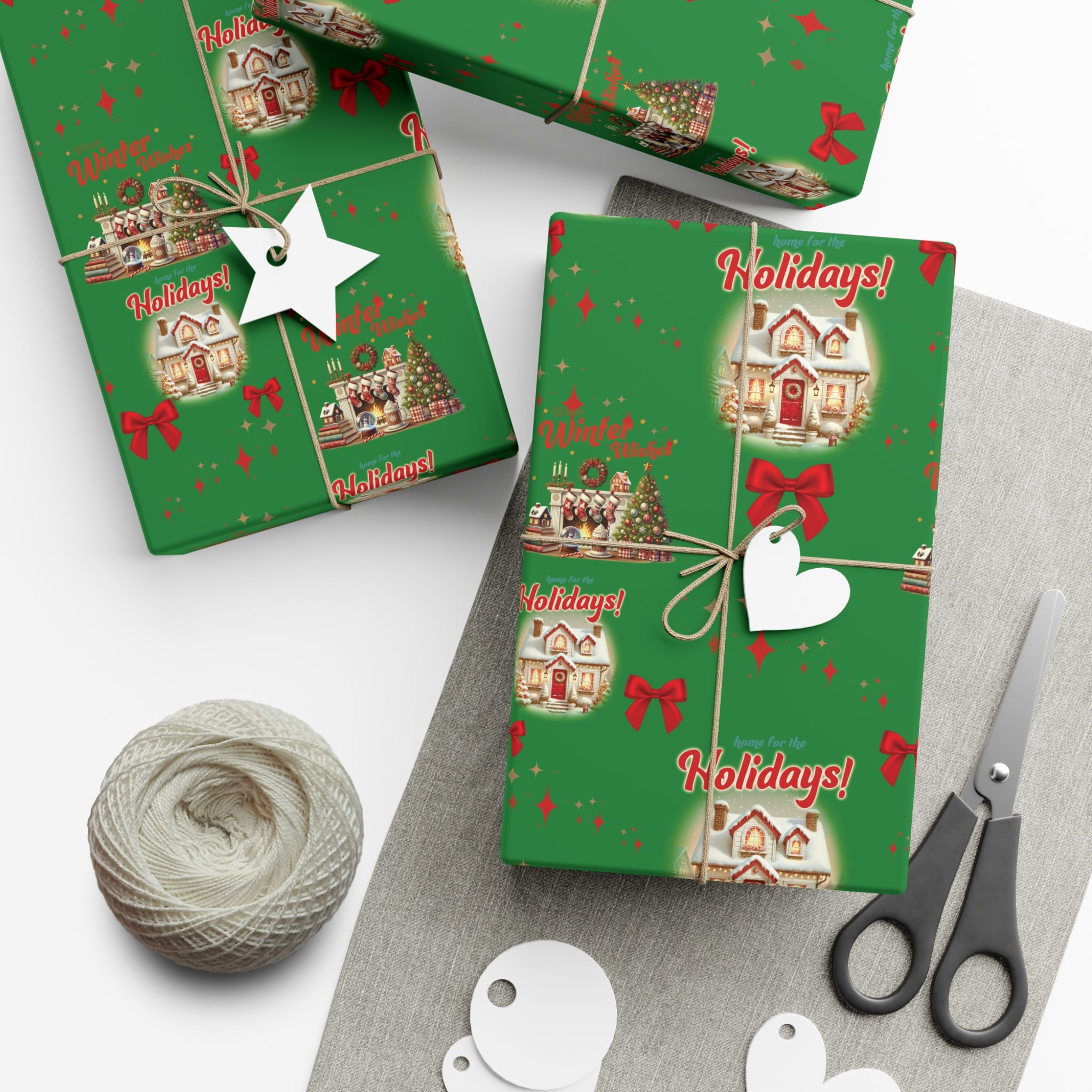Retro Christmas Scenes Wrapping Paper - Forest Green Holiday Gift Wrap with Vintage Vibes, Perfect for Festive Presents, Nostalgic Holiday Decor, and Gift Wrapping Premium Quality - MRSBYVALLE