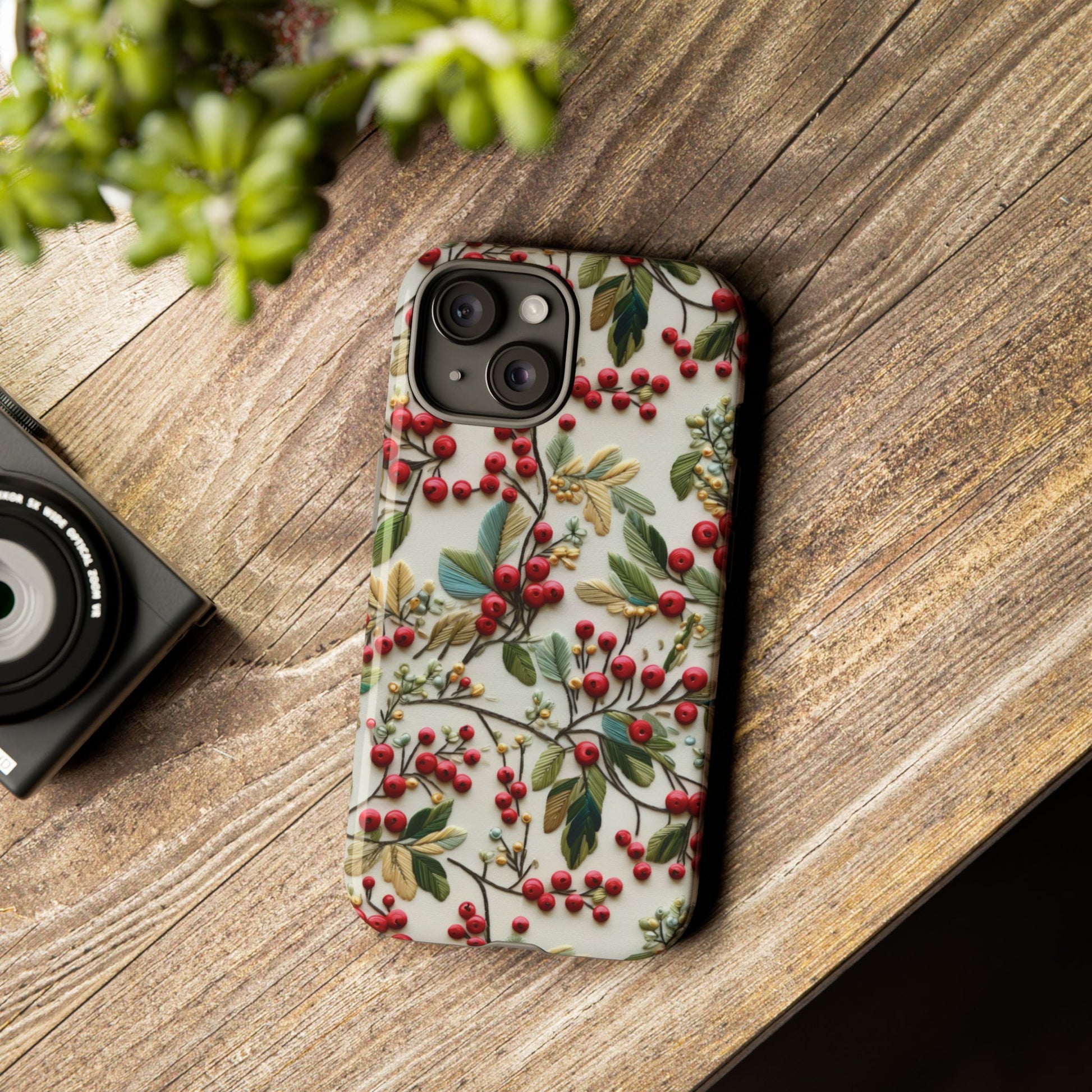 Holly Christmas Wildflowers Boho Chic Design Phone Case - Stylish, Protective Cover for All Models Gift for Mom Accessory Gift for Her