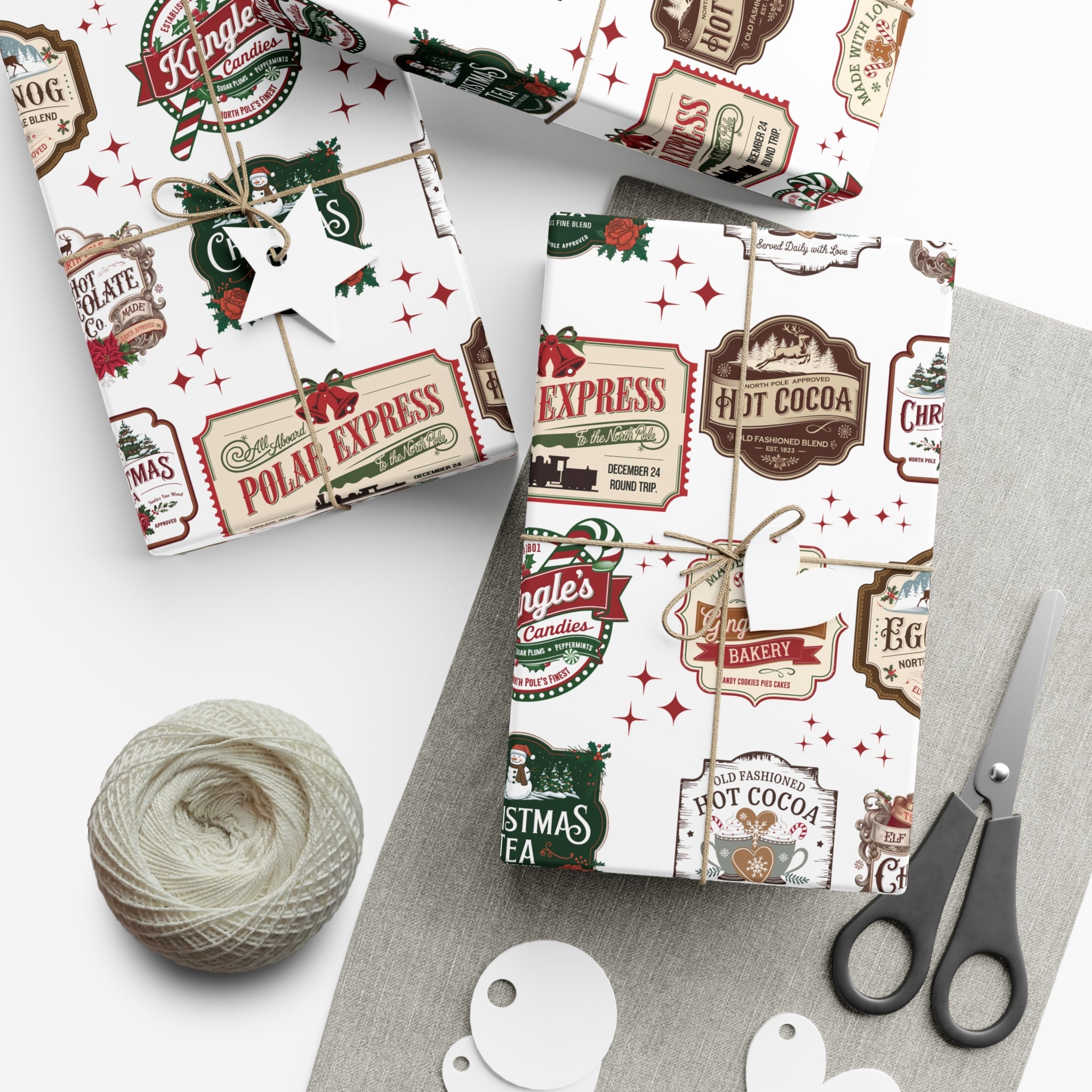 Vintage Christmas Stamps Wrapping Paper Festive Holiday Gift Wrap with Retro-Inspired Designs, Perfect for Christmas Presents, Crafting, & Holiday Decor – Premium Quality - MRSBYVALLE