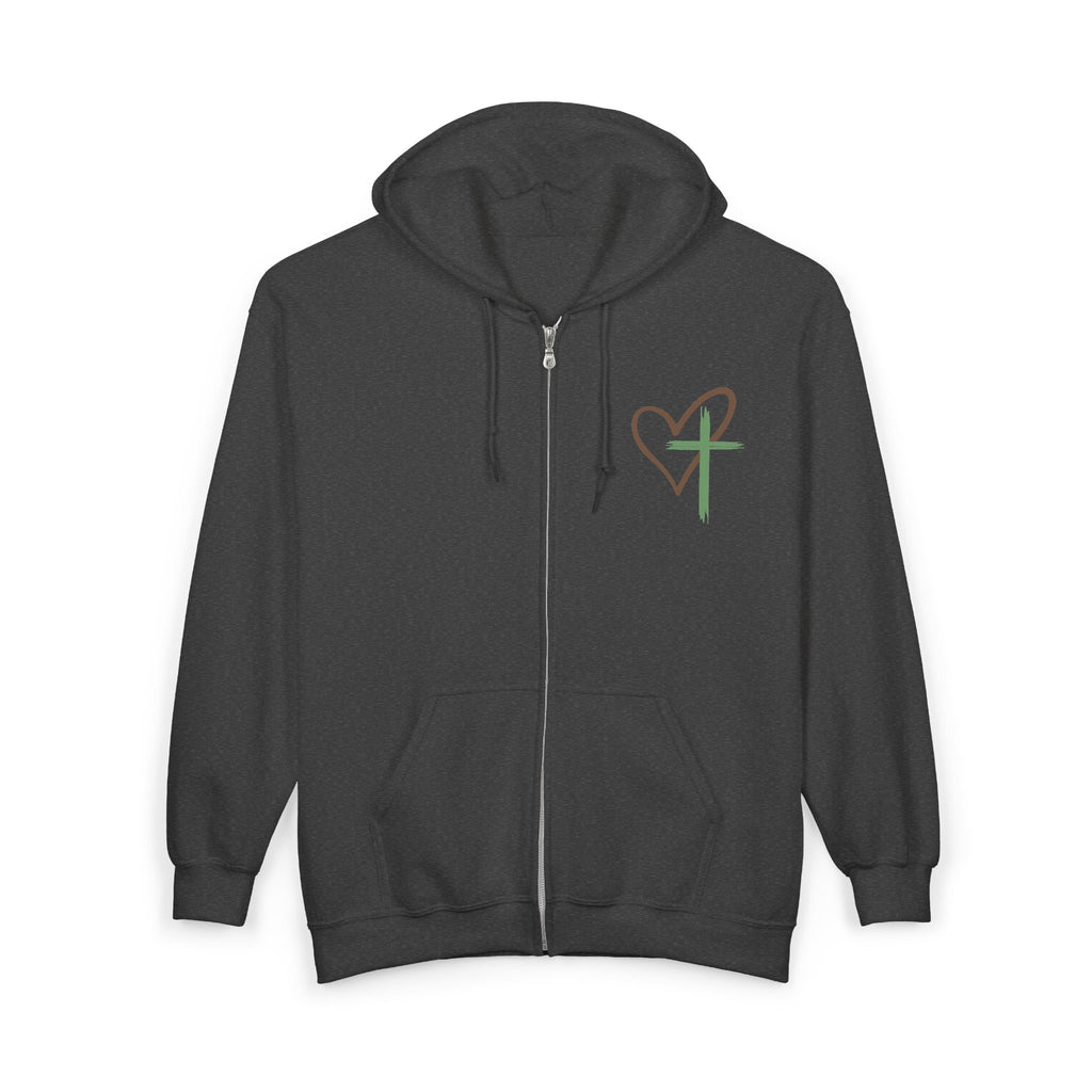 Faith-Inspired Full Zip Hoodie - "Jesus Has My Back"