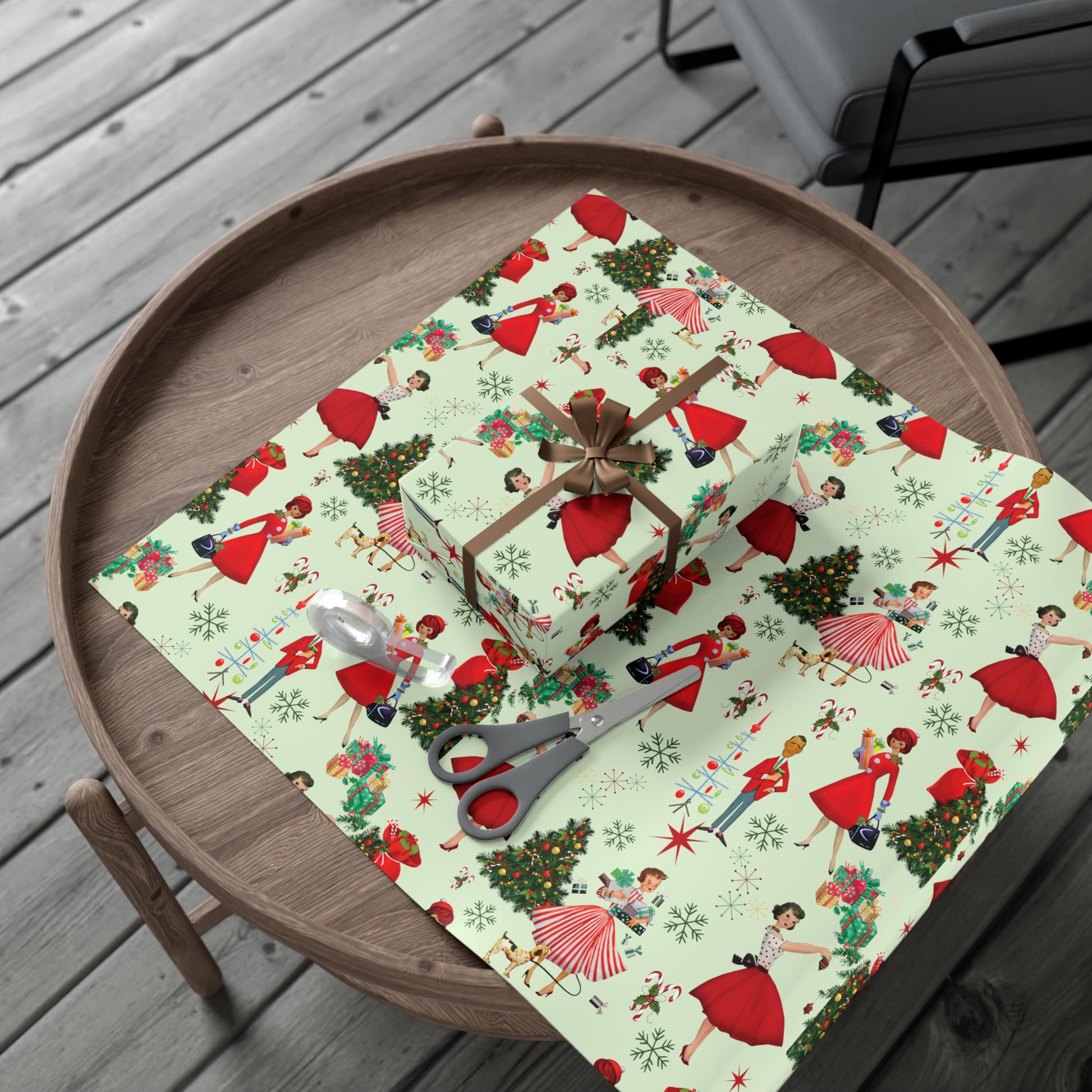 Vintage 50s Retro Christmas Wrapping Paper | Classic Holiday Designs | Nostalgic Gift Wrap | Mid-Century Holiday Patterns | Unique Retro Christmas Decorations | Festive Retro Style Christmas - MRSBYVALLE