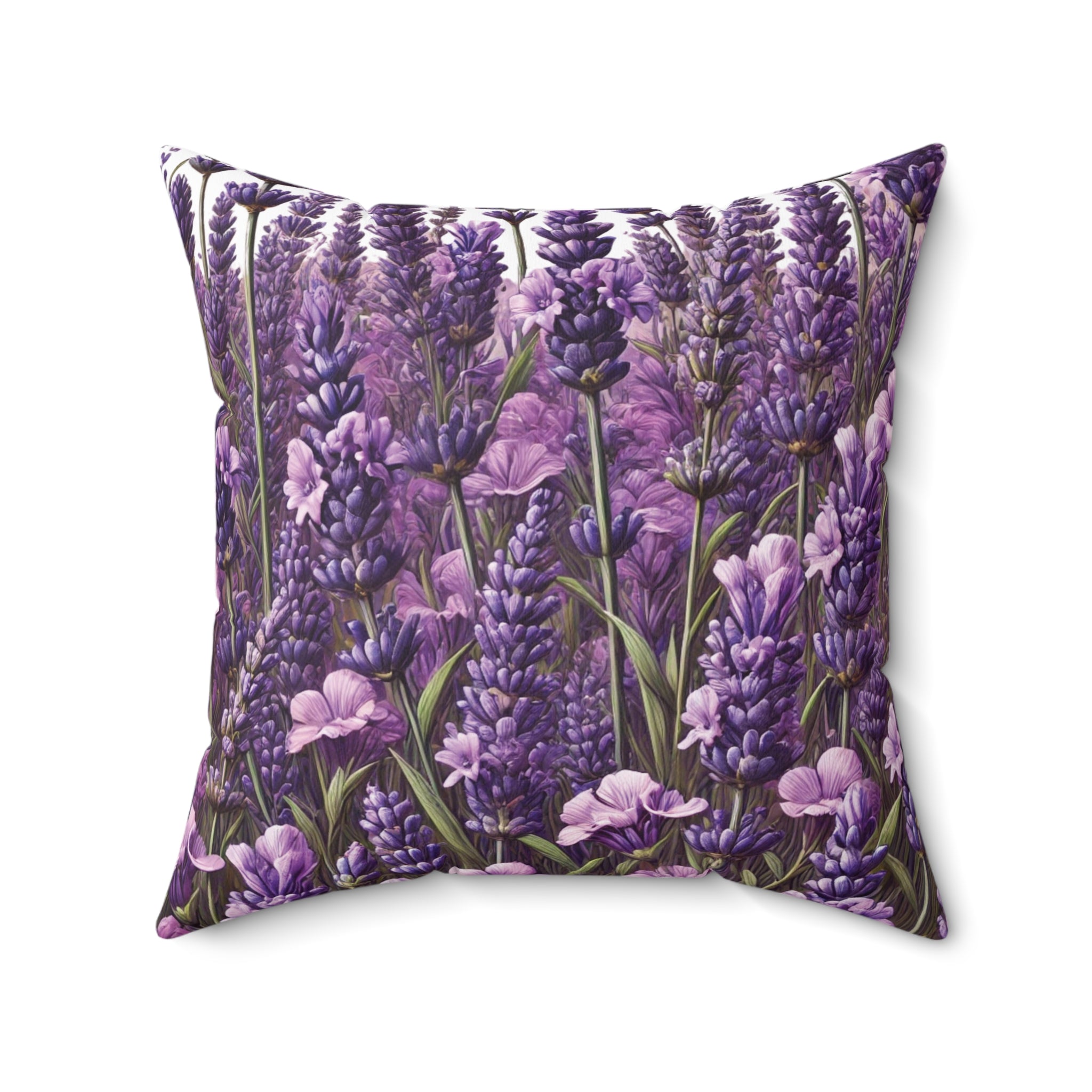 Lavender Bright Modern Wildflowers Decorative Pillow - Available in 16x16, 18x18, 20x20 - Vibrant Accent for Living Room, Bedroom, or Sofa Decor 100% Polyester with Double-Sided Print