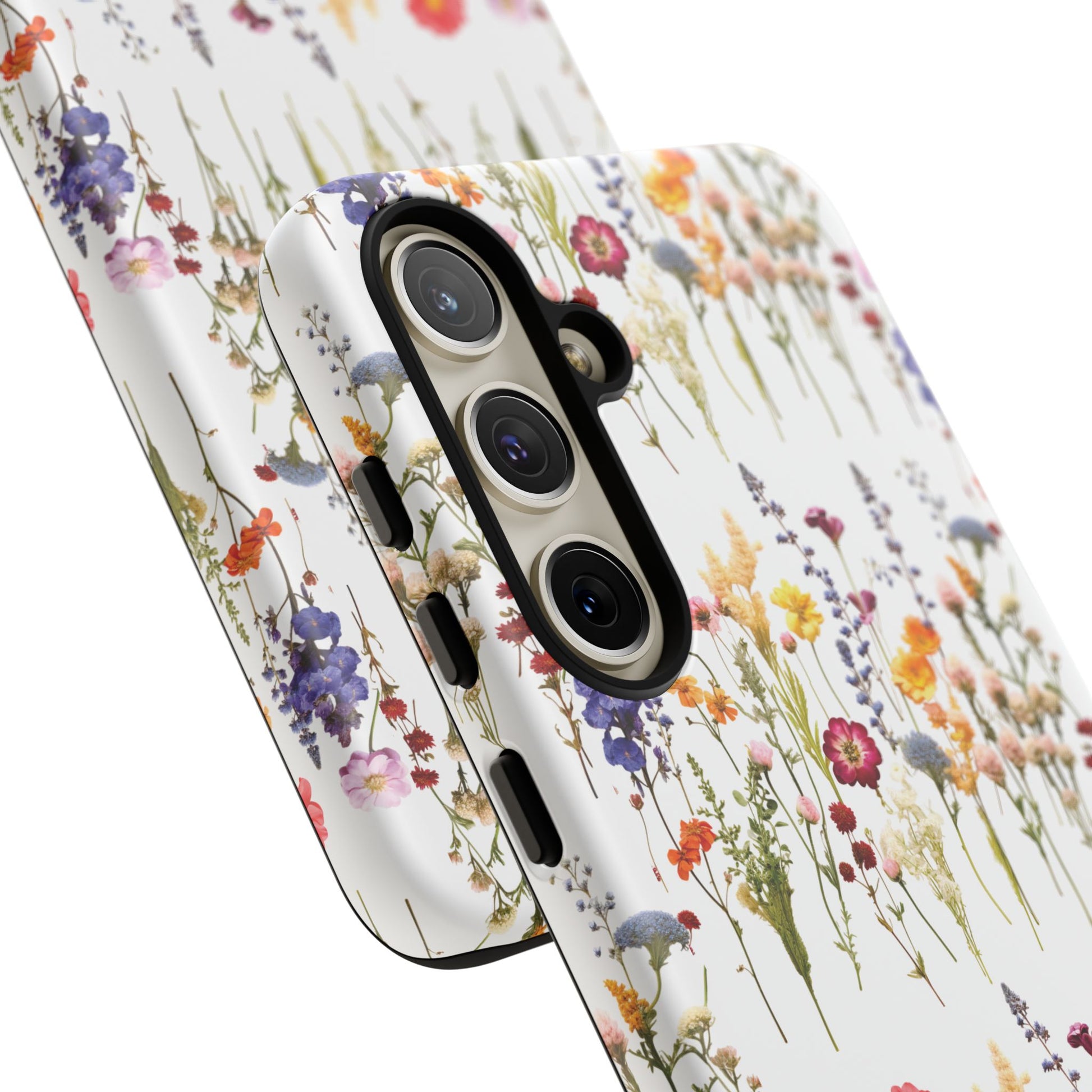 White Best Phone Case Press Flowers Floral 3D Illusion Luxury Tough Case Floral Elegant Durable Stylish for Modern Devices iPhone 17, 16, 15, Samsung iPhone Samsung Accessory Gift for Her