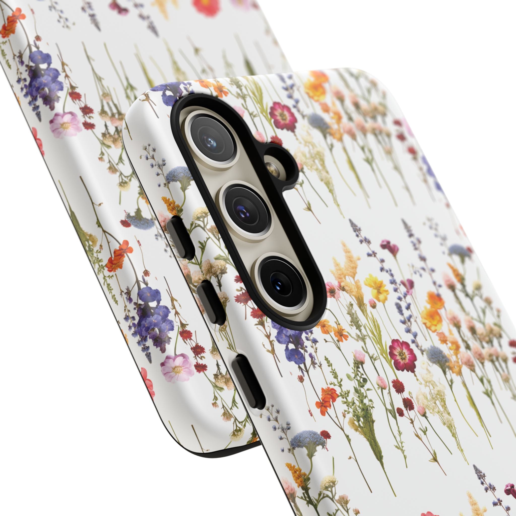 White Best Phone Case Press Flowers Floral 3D Illusion Luxury Tough Case Floral Elegant Durable Stylish for Modern Devices iPhone 17, 16, 15, Samsung iPhone Samsung Accessory Gift for Her