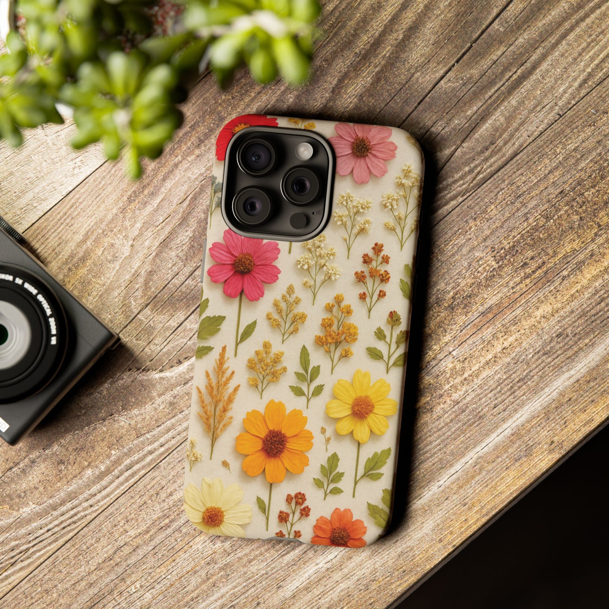 Dried Flowers Illusion Phone Case – Realistic Botanical Aesthetic, Colorful Pressed Floral Art, Trendy Nature-Inspired Protective Cover  iPhone & Samsung Models