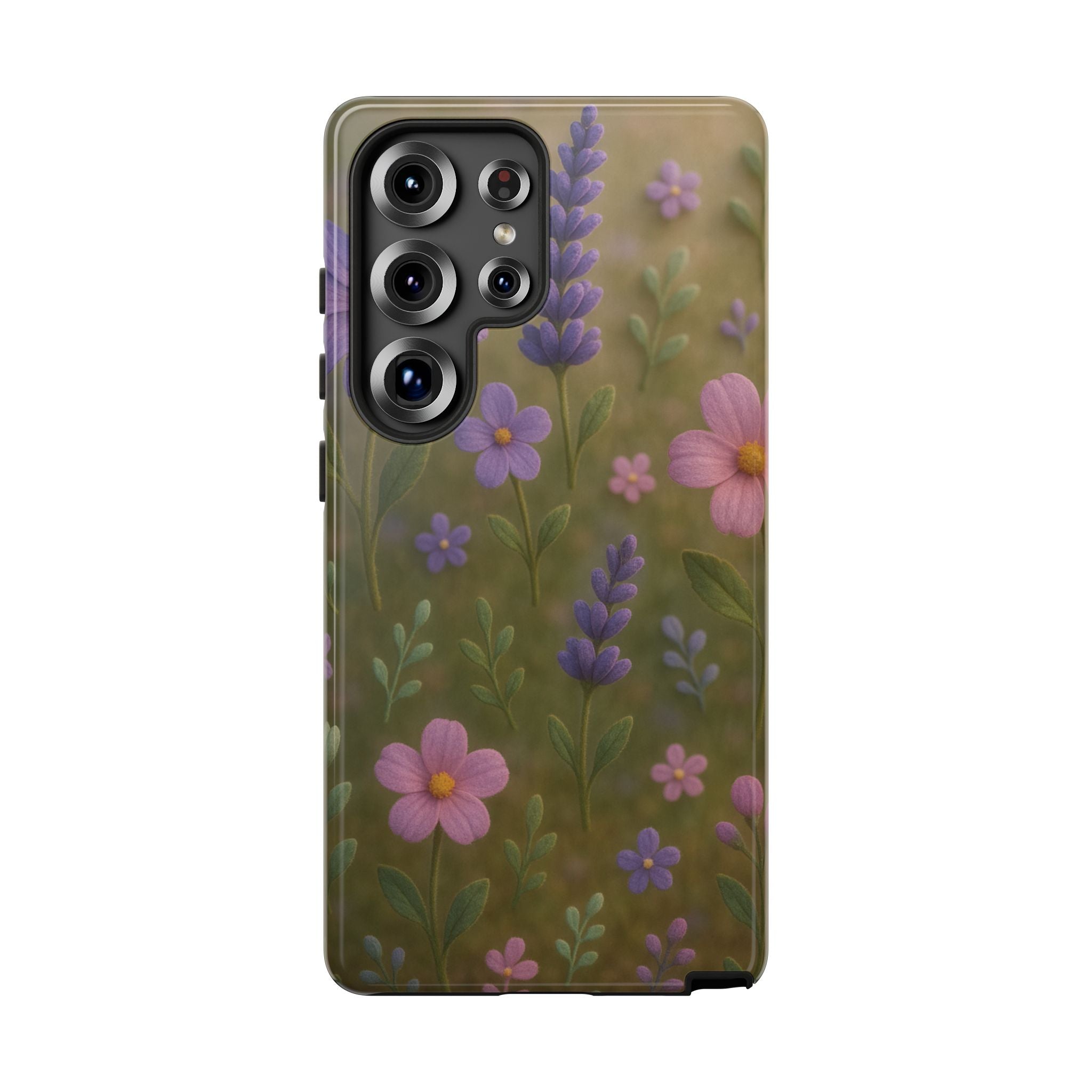 Pastel Flowers 3D Illusion Wildflower Phone Case Cute Pastel Floral Design in Lavender, Pink, Mint Green Aesthetic Protective Case for iPhone and  Android